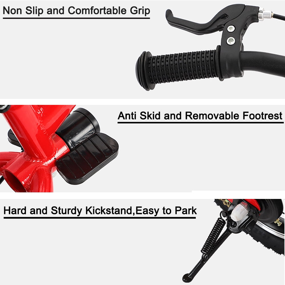 OHIIK 2 in 1 Adjustable Seat and Handlebar Kids Balance Bike with Pedal Kit and Training Wheels, Red - Image 9