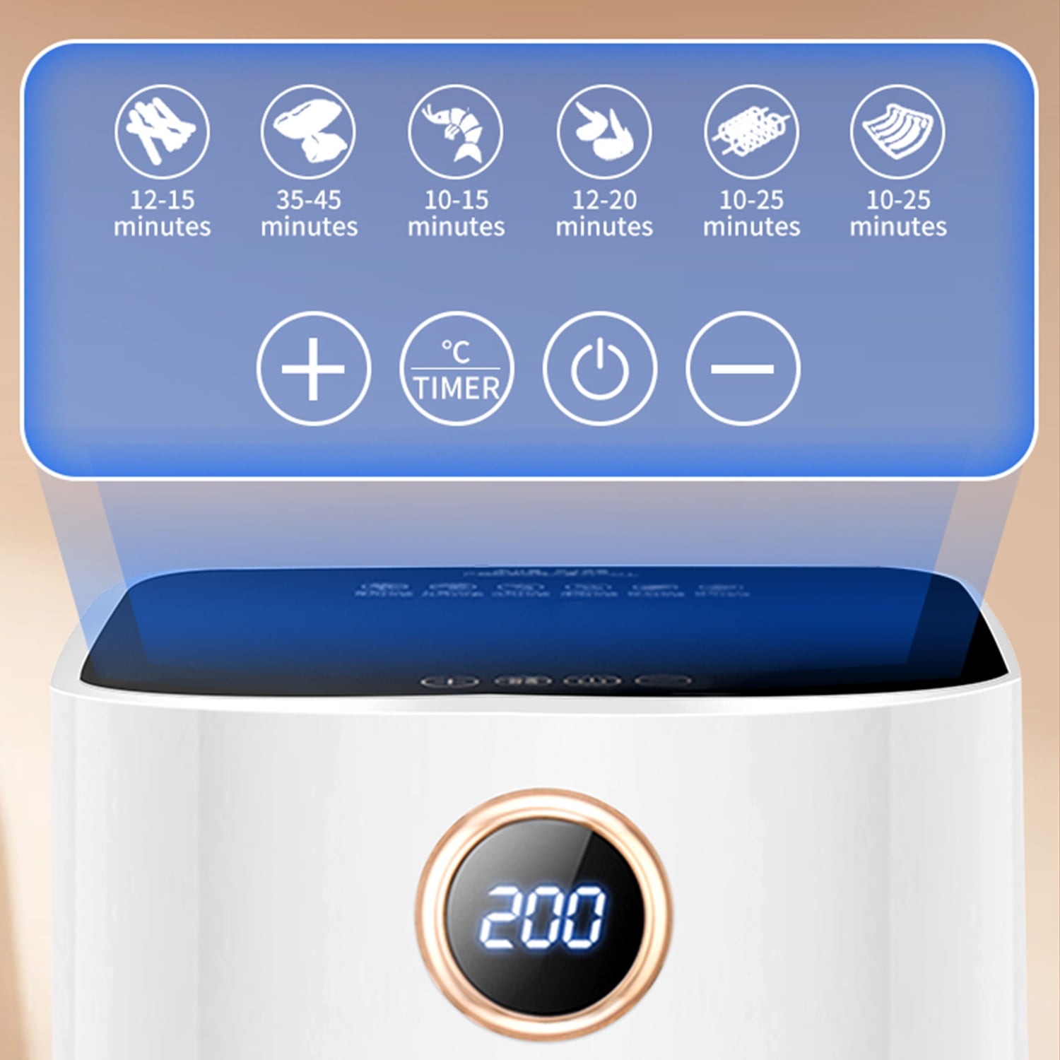 Wobythan Air Fryer 4.2 Quart White Deep Air Fryer With Voice Control, Oil-free Oven For French Fries - Image 9