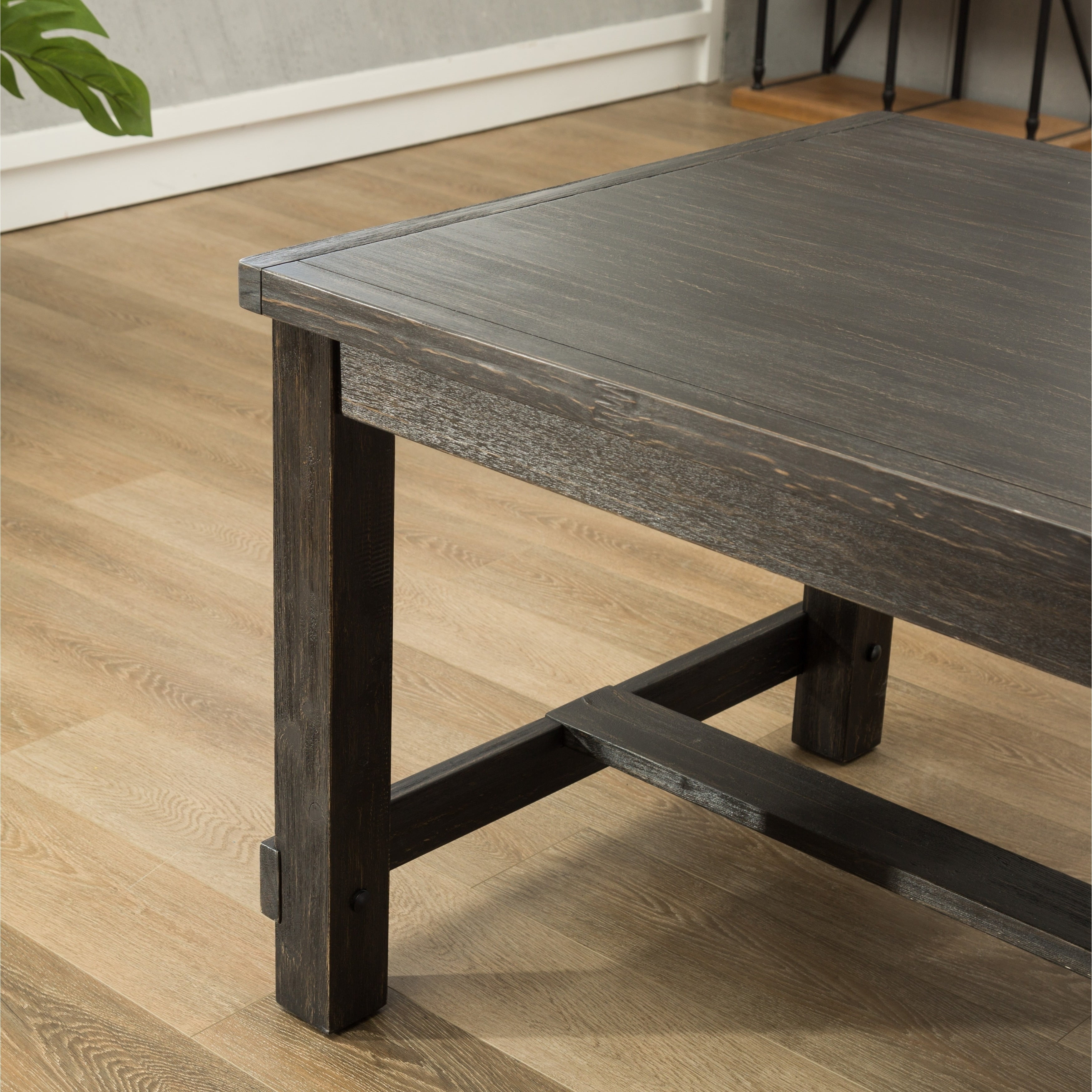 Roundhill Furniture Lotusville Antique Black Finish Rectangular Wood Dining Table - Image 2