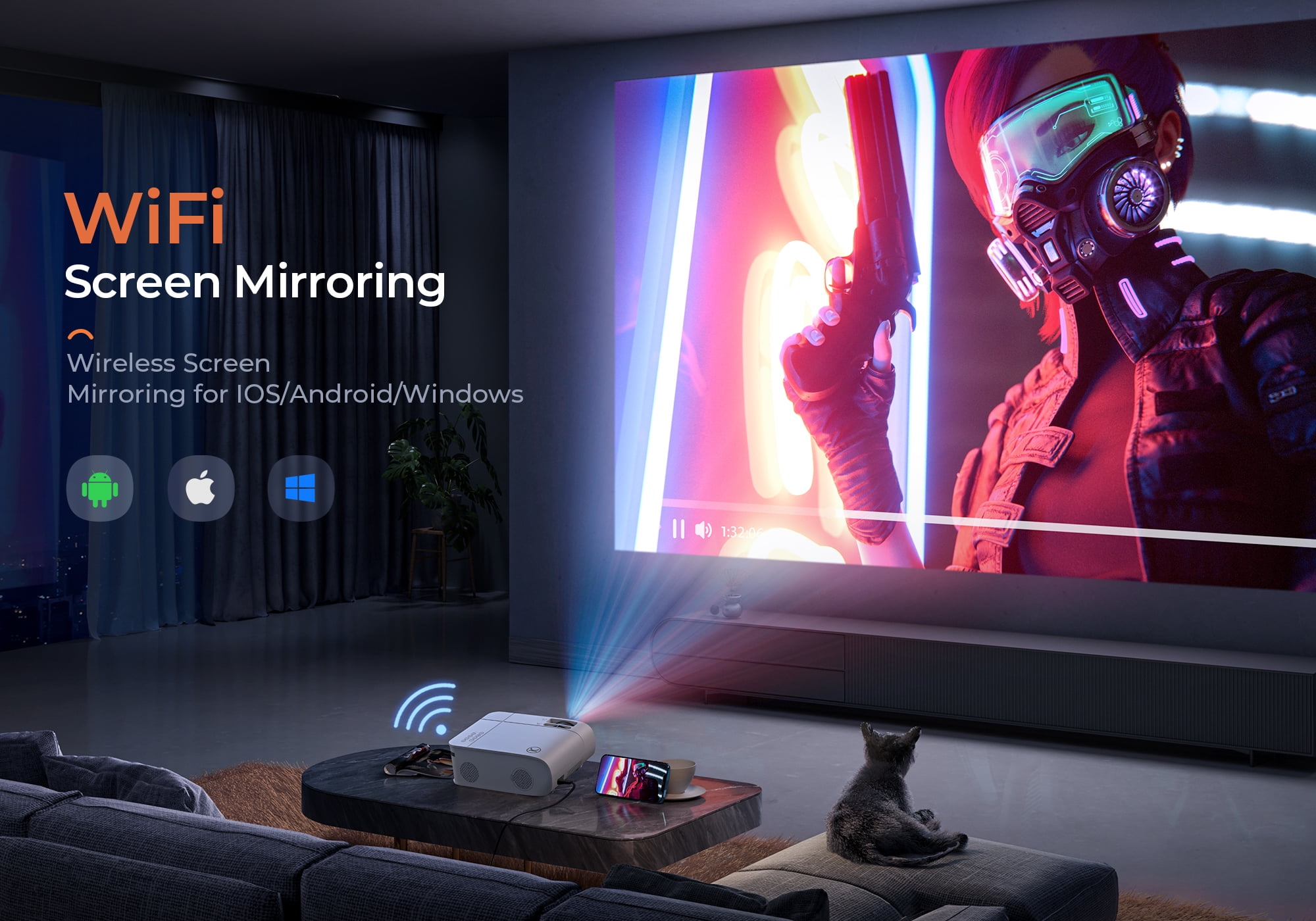 VANKYO Native 1080P WiFi Projector, Dolby_Audio Sound Support, Home Theater Projector Compatible w/TV Stick, iOS, Android, Laptop, Console - Image 8