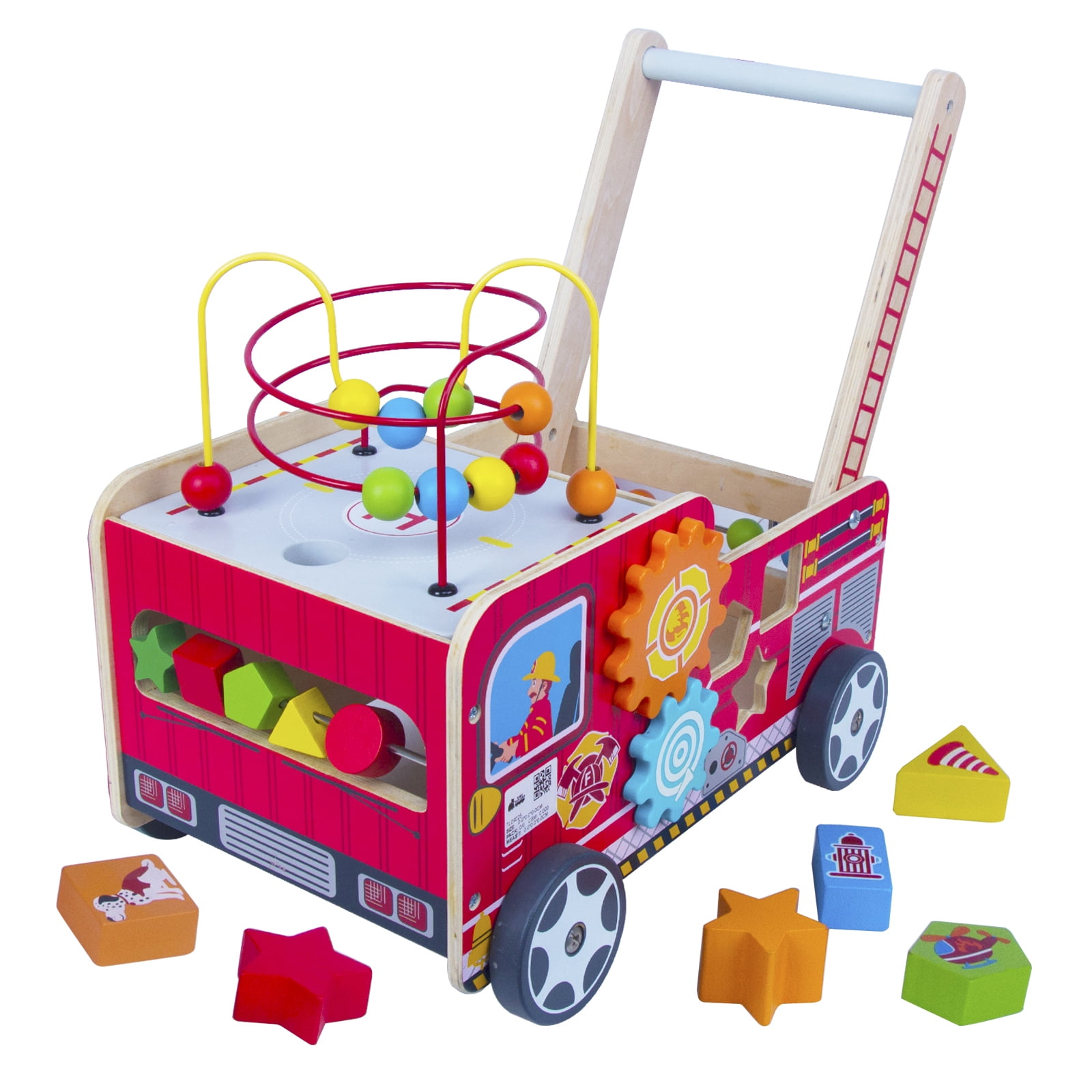 Woodenfun Baby Push Walker, Wooden Toys Activity Center for Toddler 1-3,Walk Behind Cart for Kids - Image 4