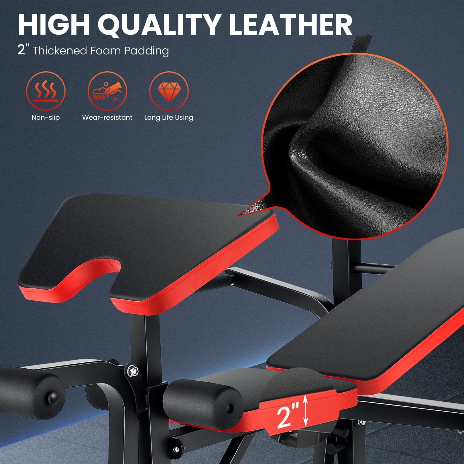 VIBESPARK 6-in-1 Adjustable Weight Bench, 660lbs Foldable Workout Bench Set with Barbell Rack & Leg Developer & Preacher Curl Rack, Multi-Function Strength Training Bench Press Exercise Equipment - Image 6