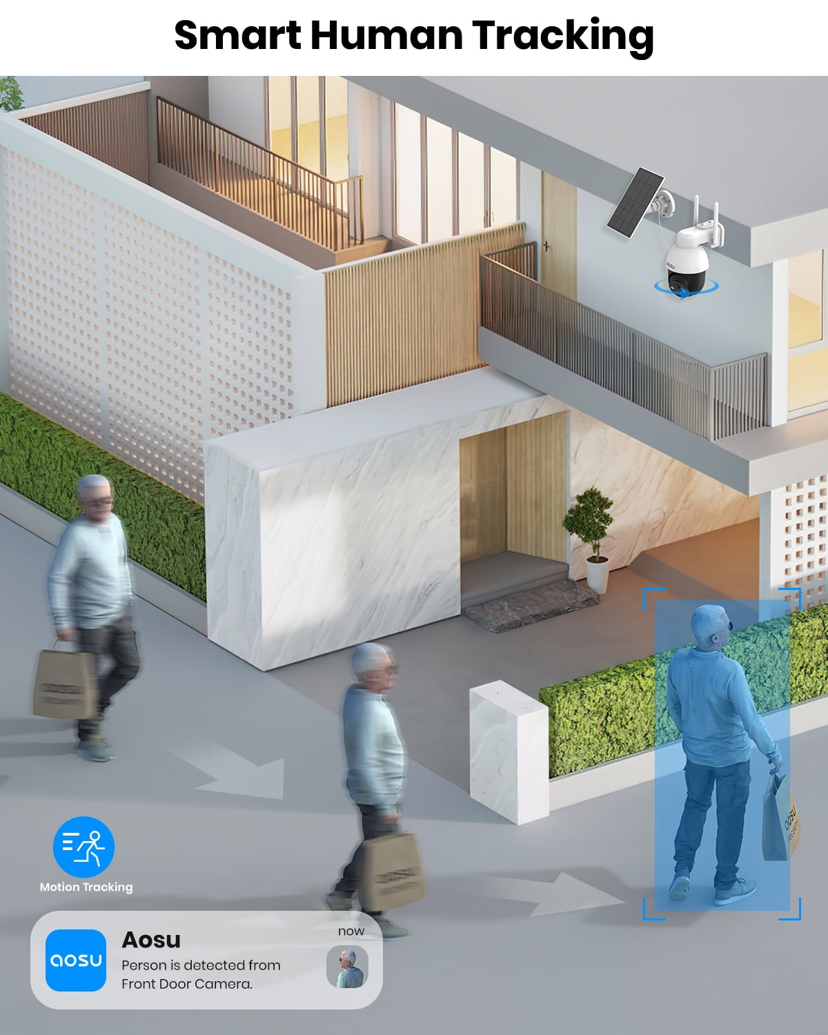 AOSU 2K Solar Security Camera Wireless WiFi, Outdoor Camera for home security,Auto Tracking ,Smart Siren Spotlights, works with Alexa/Google Assistant - Image 11