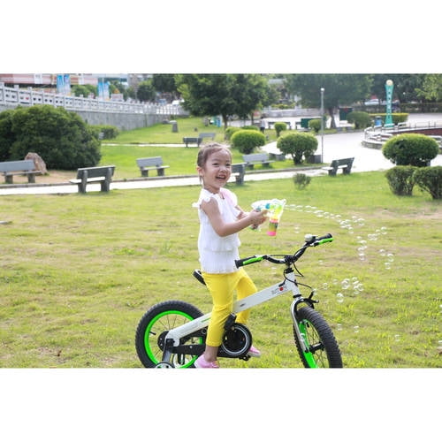 RoyalBaby Buttons 12-inch Kids Bicycle White and Green Color With Training Wheels - Image 8