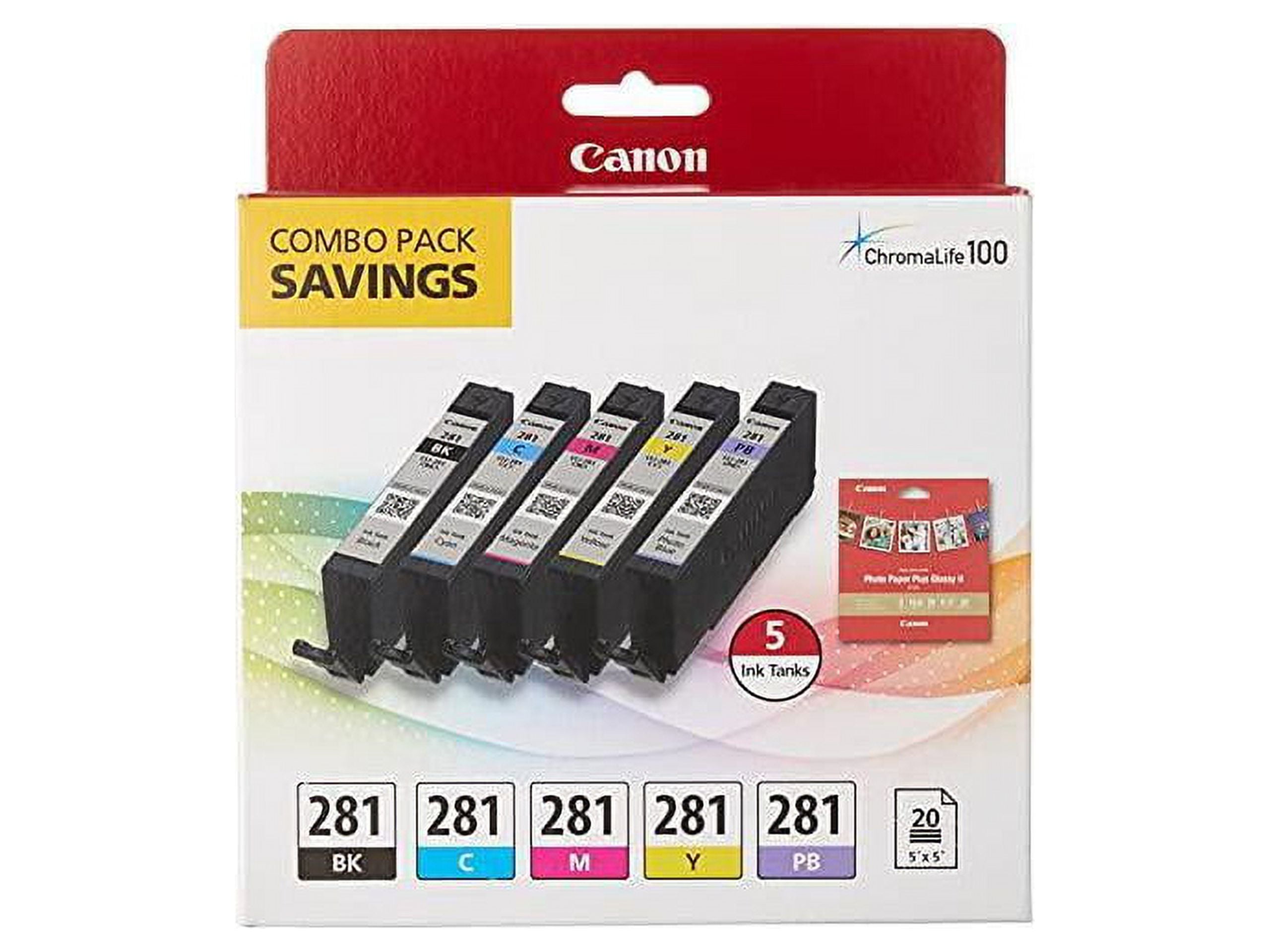 Canon 281 Black/Cyan/Magenta/Yellow/Photo Blue Standard Yield Ink Cartridge 5/Pack (2091C006) - Image 8