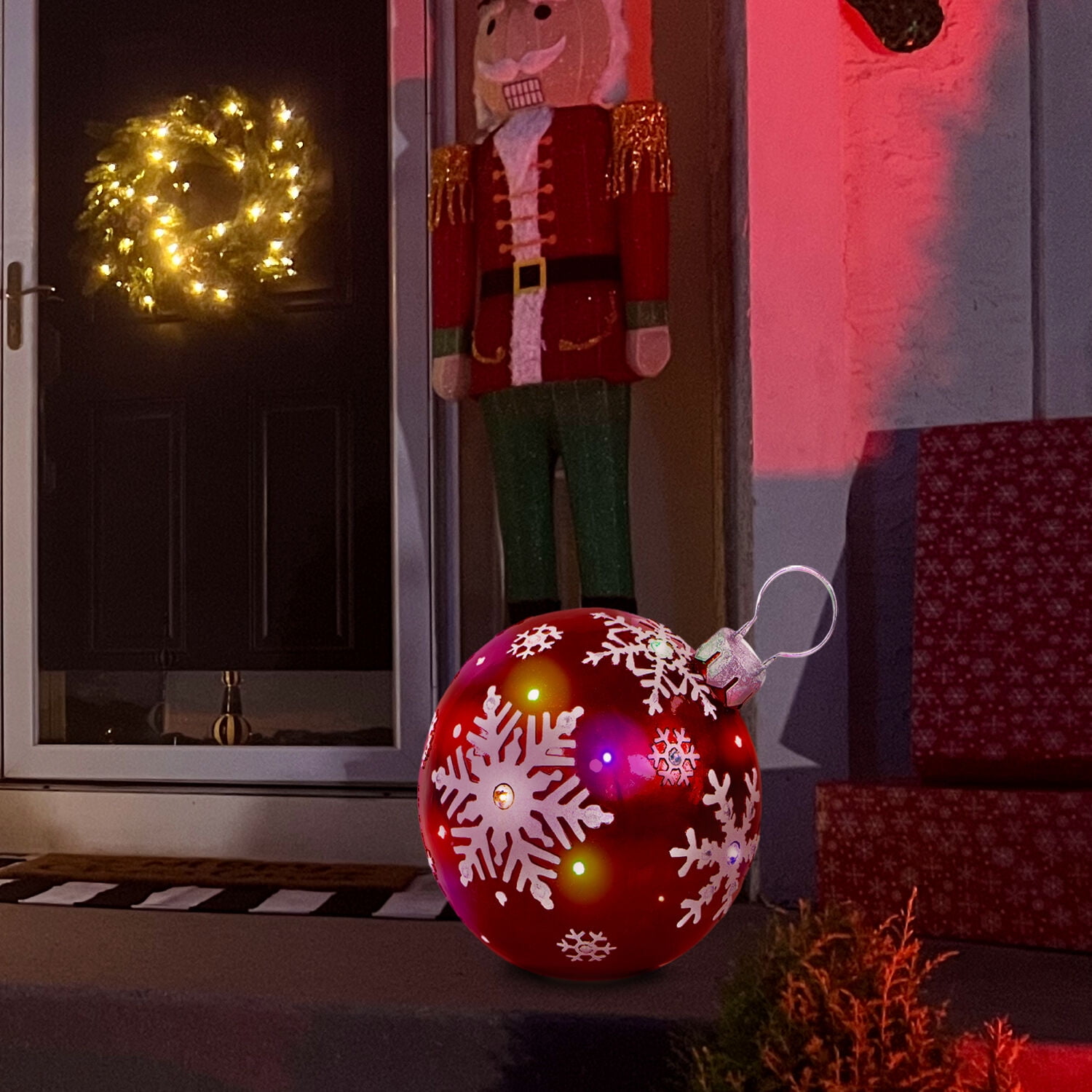 Fraser Hill Farm Indoor/Outdoor Oversized Christmas Décor, LED Lights, Ornament in Red, 7.70 lbs. - Image 6