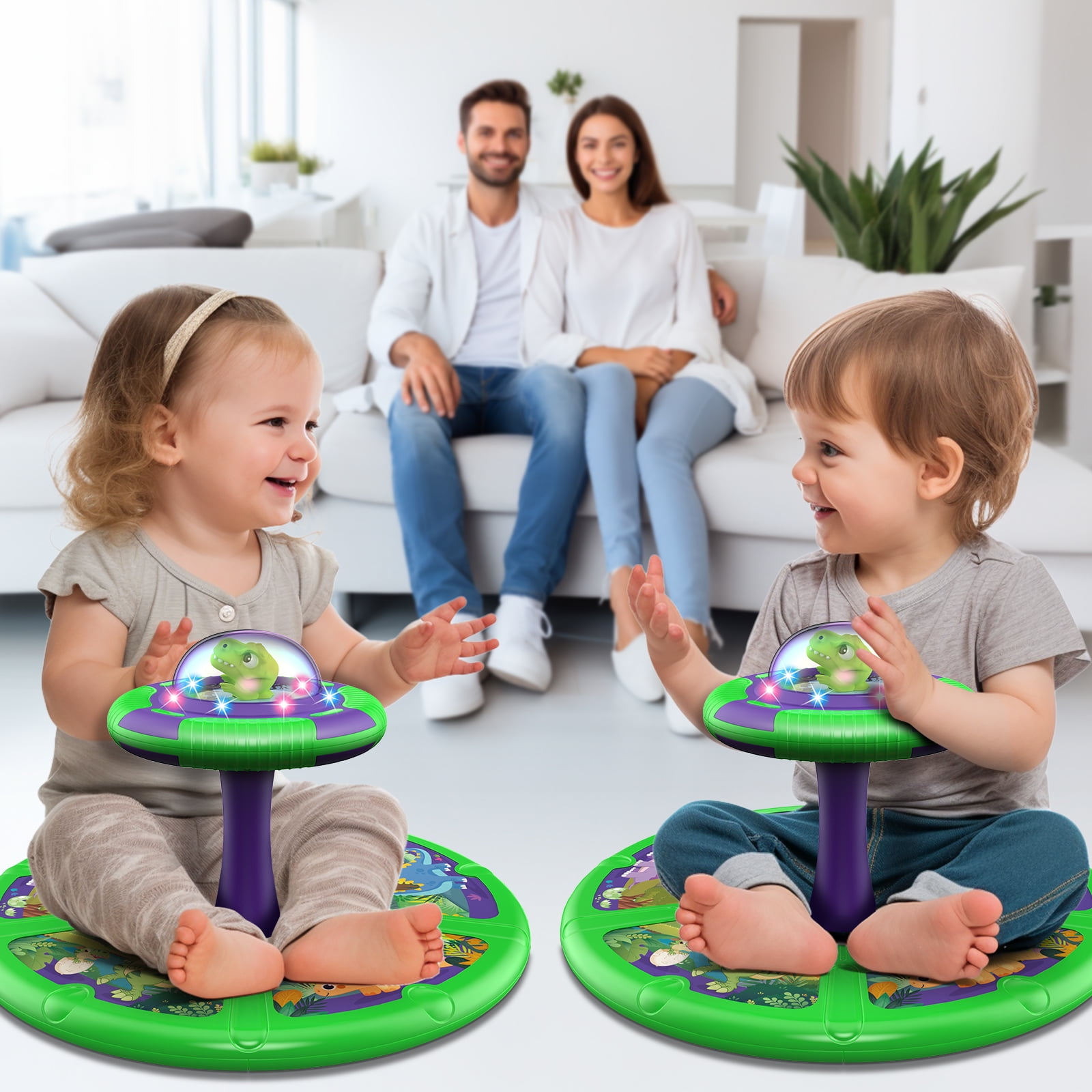 Beefunni Dinosaur Sit Twister and Spin Toys for Toddlers, Christmas Birthday Gift for Boys Girls Age 2 3 4, Spin Toys with LED Lights and Music, - Image 7