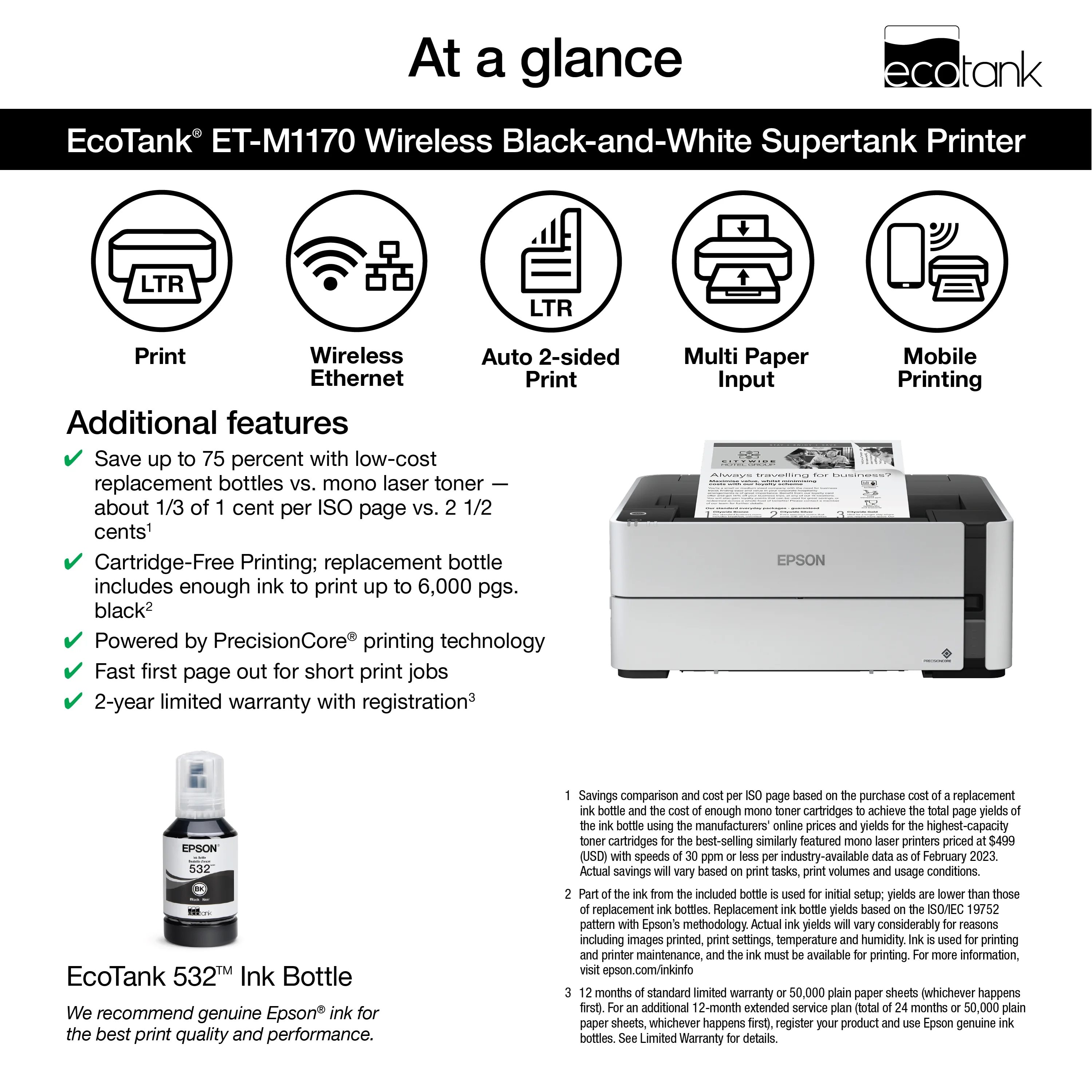 Epson EcoTank ET-M1170 Wireless Monochrome Supertank Printer - Image 5
