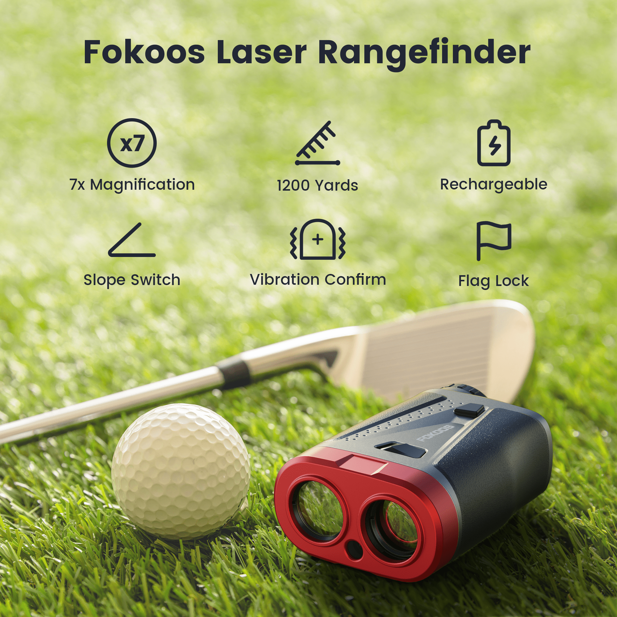 FOKOOS Golfing Laser Rangefinder 7X Magnification with Flag-Lock Vibration, 1200 Yards - Image 3