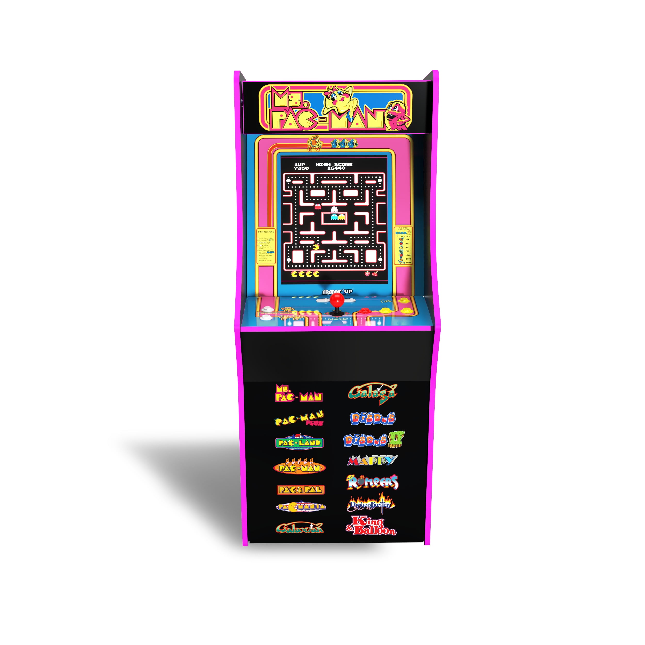 Arcade1Up Ms. PAC-MAN Classic Arcade Video Game Machine, 18.75" x 45.7" x 19.75" in - Image 5