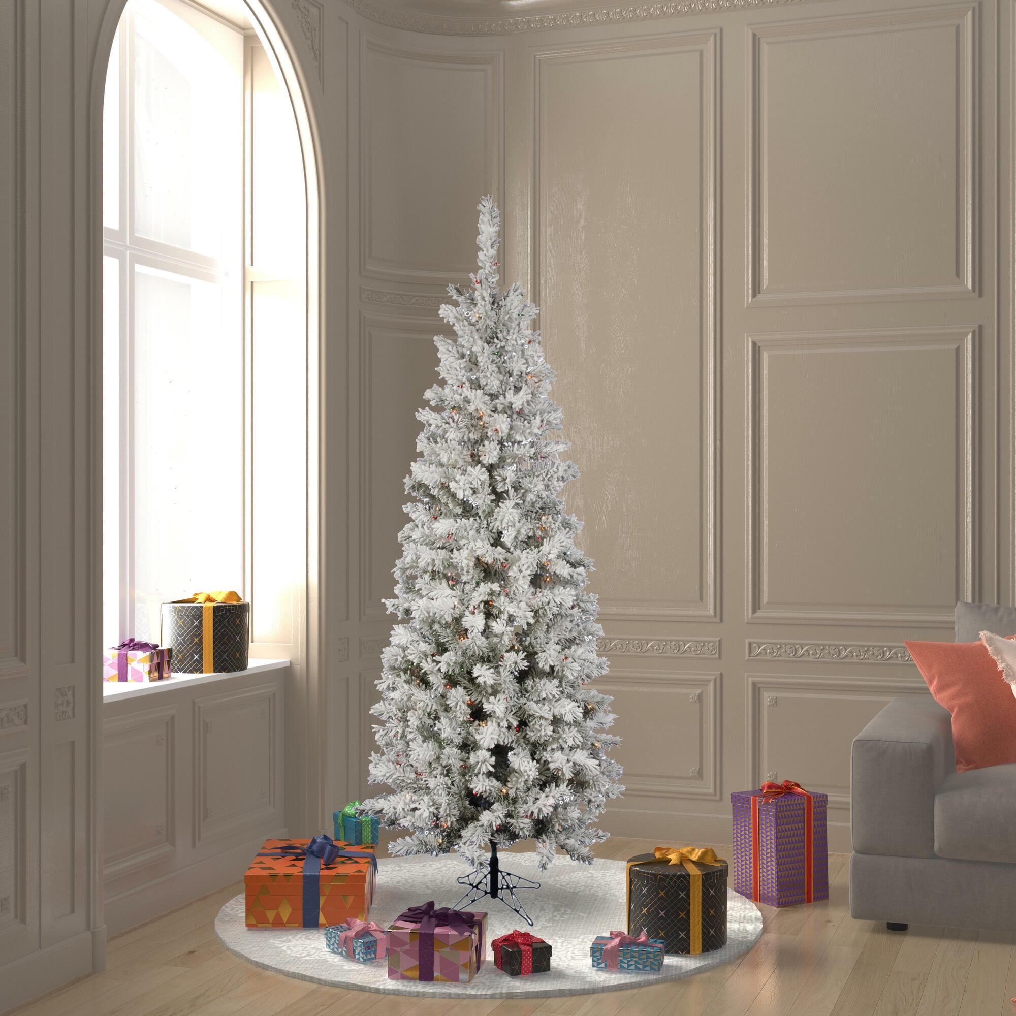 Vickerman 6.5' Flocked Pacific Artificial Christmas Tree, Multi-Colored LED Lights - Image 6