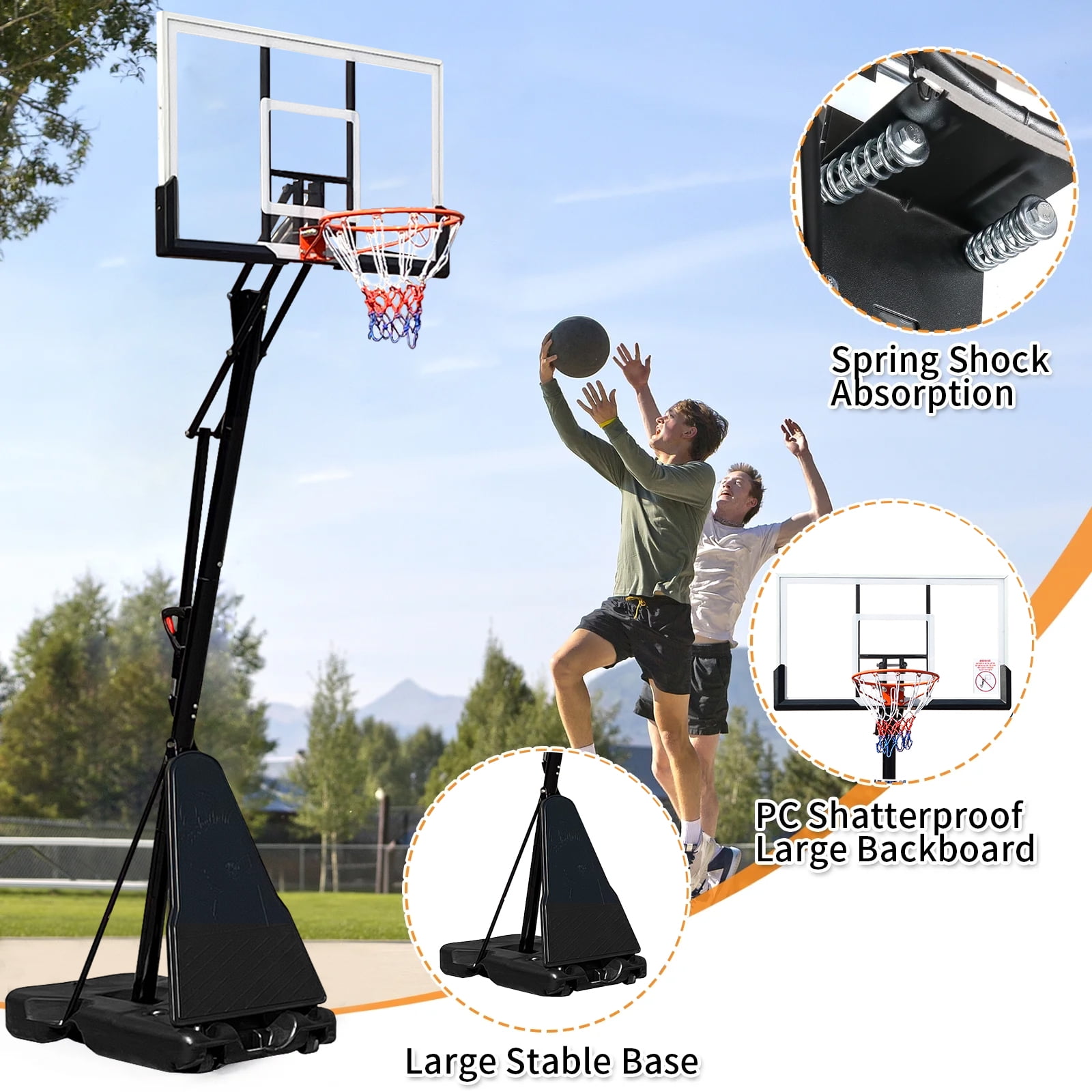 SUGIFT 7.5'-10' Adjustable Height 60" Shatterproof Outdoor Portable Basketball System (Adult) - Image 5