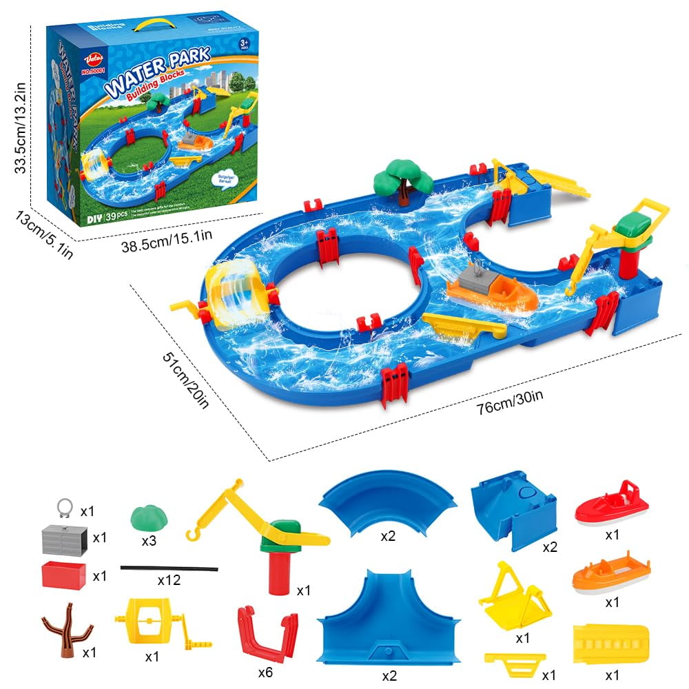 Vatos 39-Piece DIY Water Park Playset, Water Table for Kids Aged 3-7 - Image 8