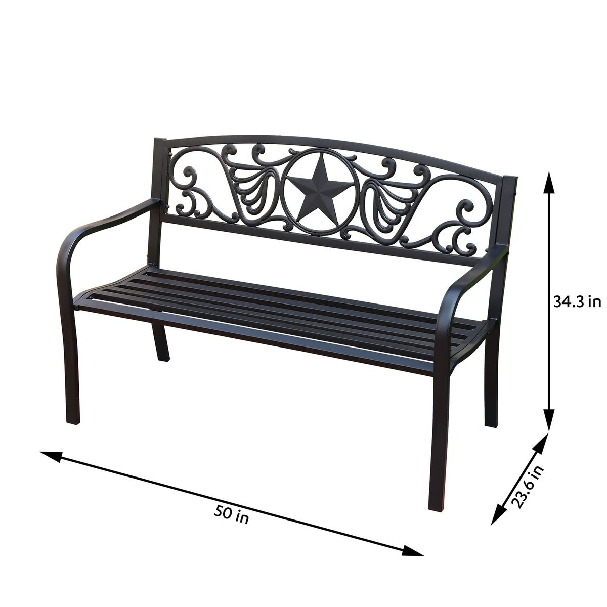 Abble Outdoor Raised Steel Bench - Black - Image 3