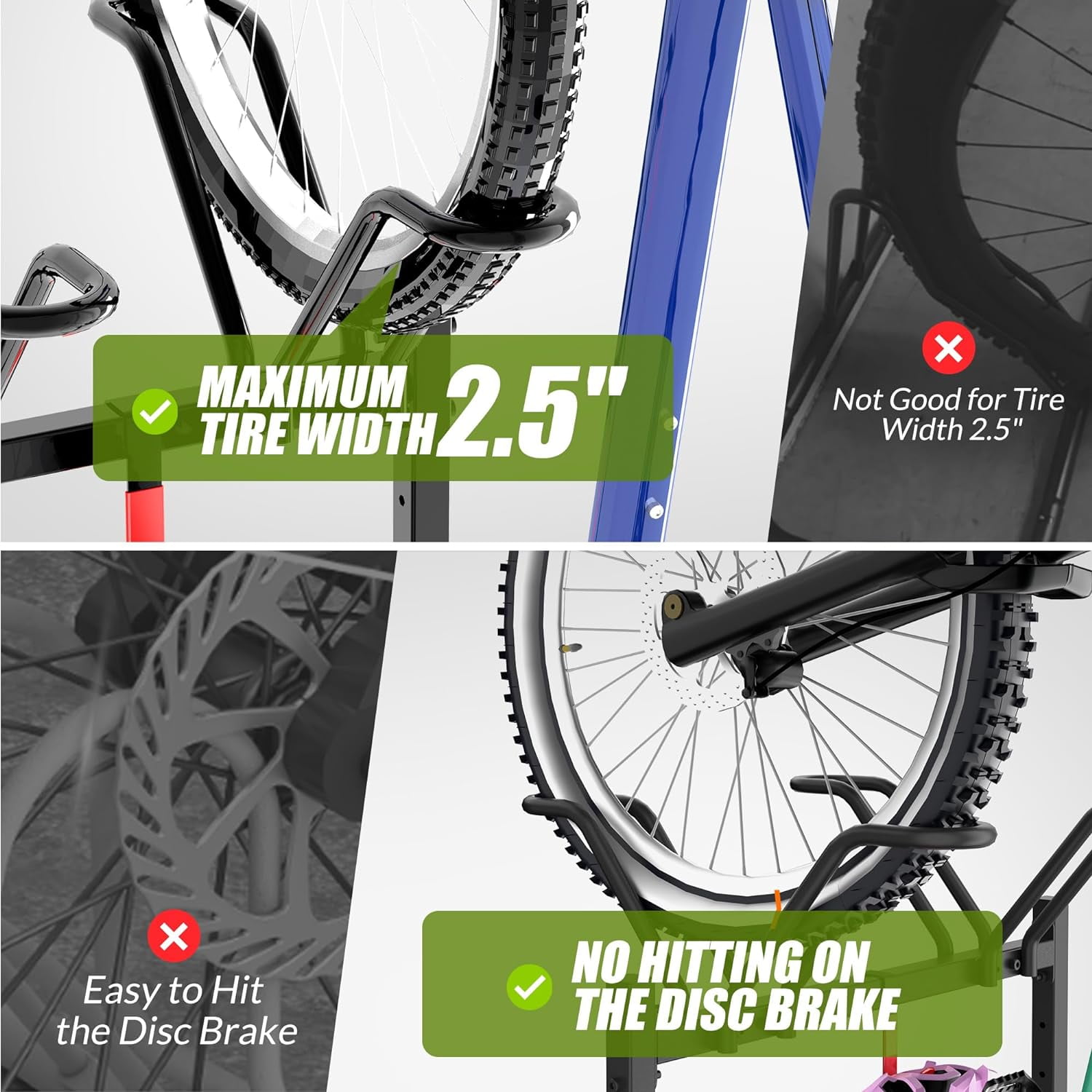 Sttoraboks Adjustable Bicycle Parking Rack with Hook, Metal Cycle Storage Rack, Black(2 Bicycle) - Image 7