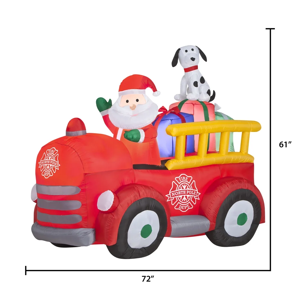 Gemmy Inflatable Santa Driving Fire Truck LED Lighted Yard Decoration - 61 in - Image 3