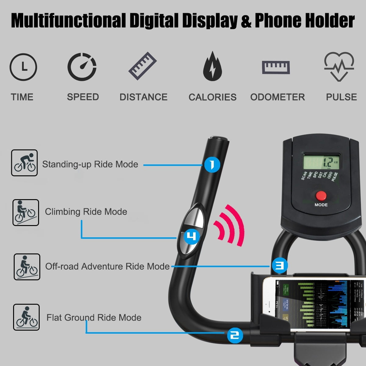 SuperFit Indoor Cycling Stationary Bike Belt Drive Adjustable Resistance - Image 10