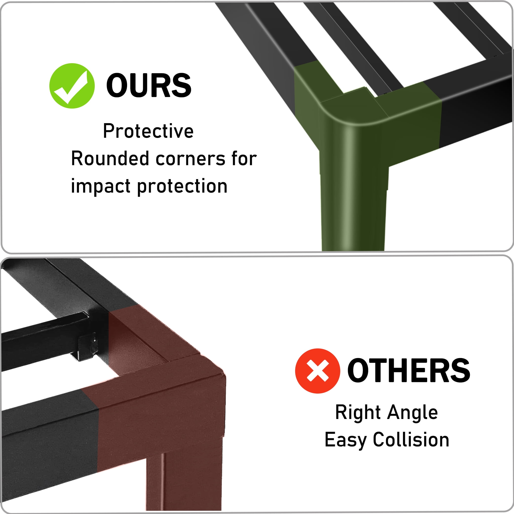 Yitong angel 14 inch queen bed frame with round corner edge, Heavy duty metal platform queen Size, No Box Spring Needed,Black - Image 6