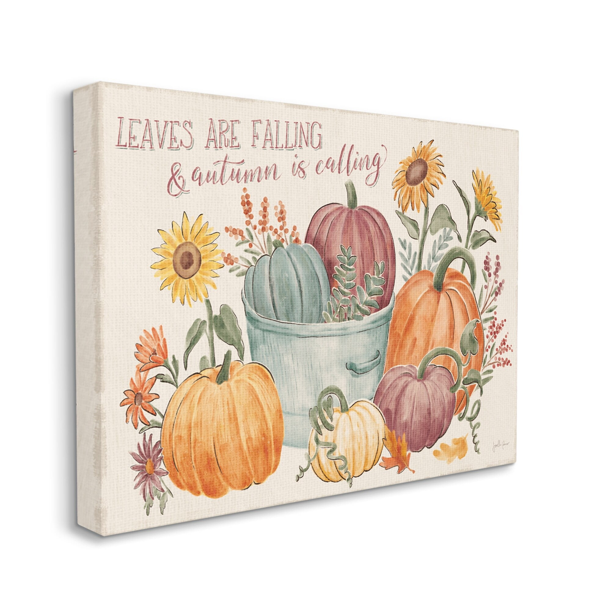 Stupell Industries Leaves Falling Autumn Is Calling Phrase Pumpkin Baskets, 48 x 36,Design by Janelle Penner - Image 3