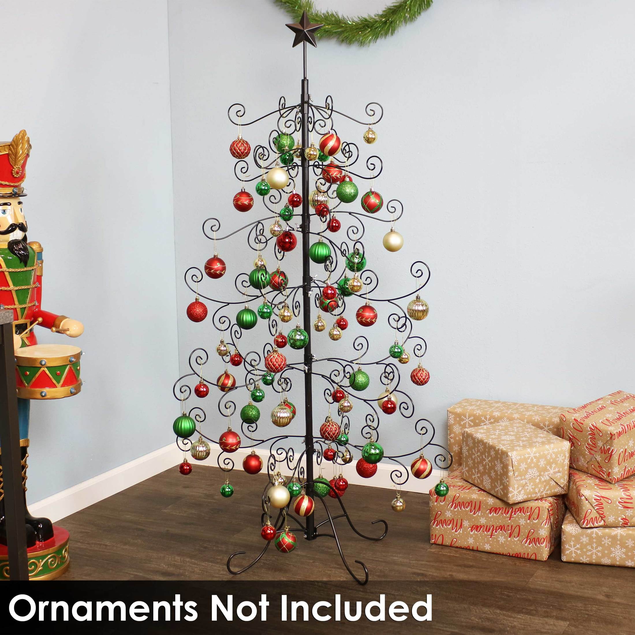 Sunnydaze Noelle Christmas Tree Ornament Display with Hooks 5 ft, Black - Image 4