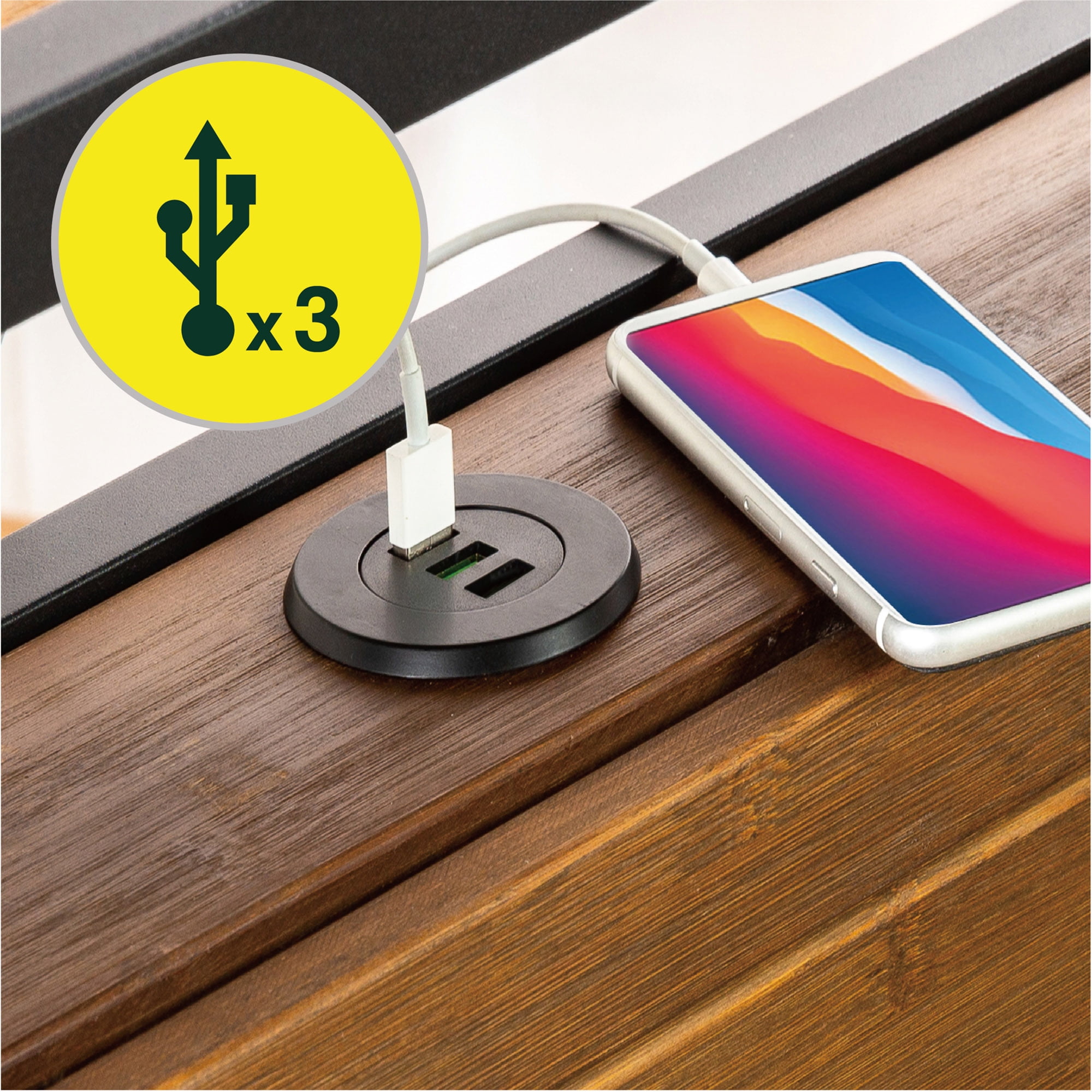 Zinus Suzanne 39" Bamboo and Metal Platform Bed Frame with Shelf and USB Ports, Adult, Queen - Image 4