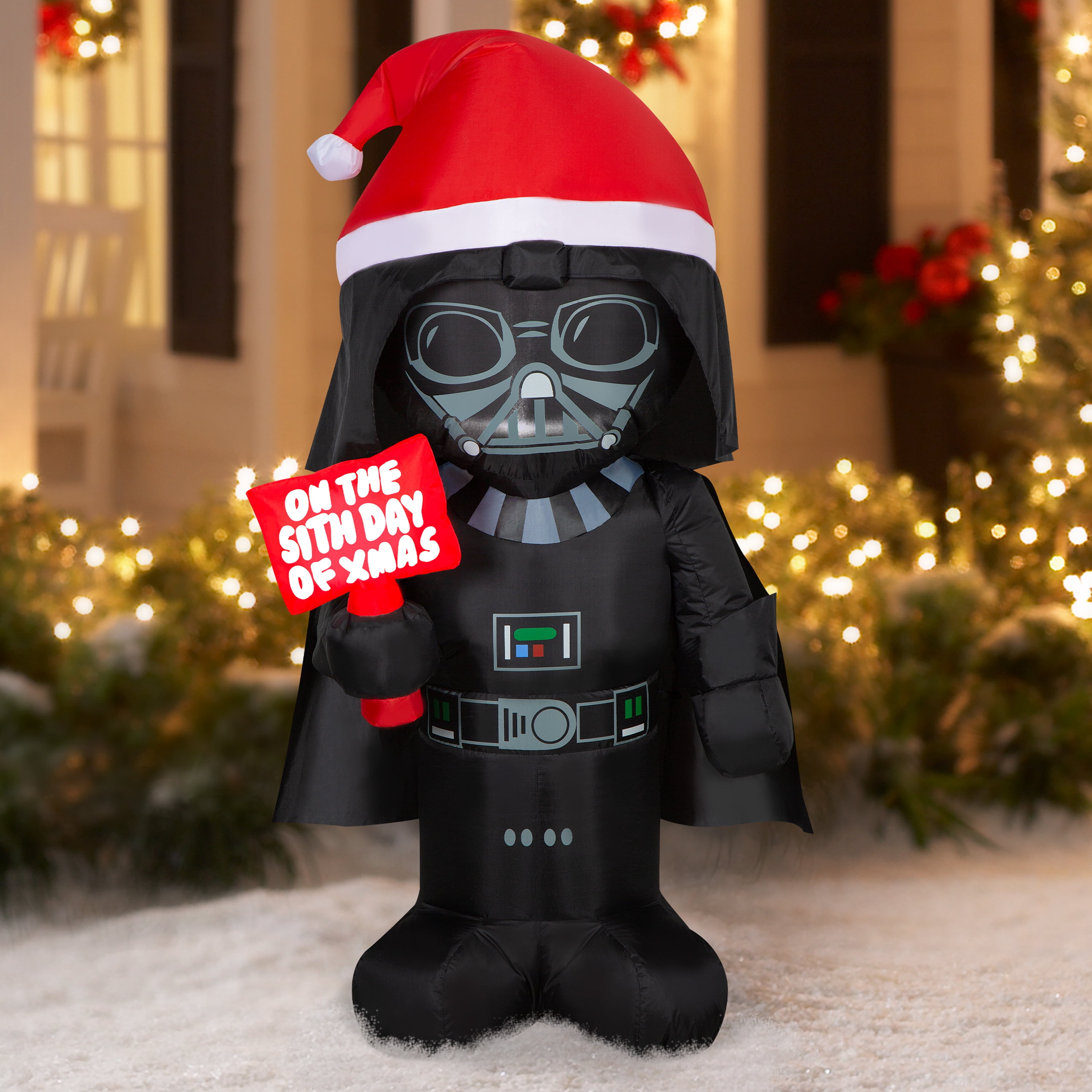 Airblown Inflatables Christmas Stylized Darth Vader with Sign Star Wars - Image 5