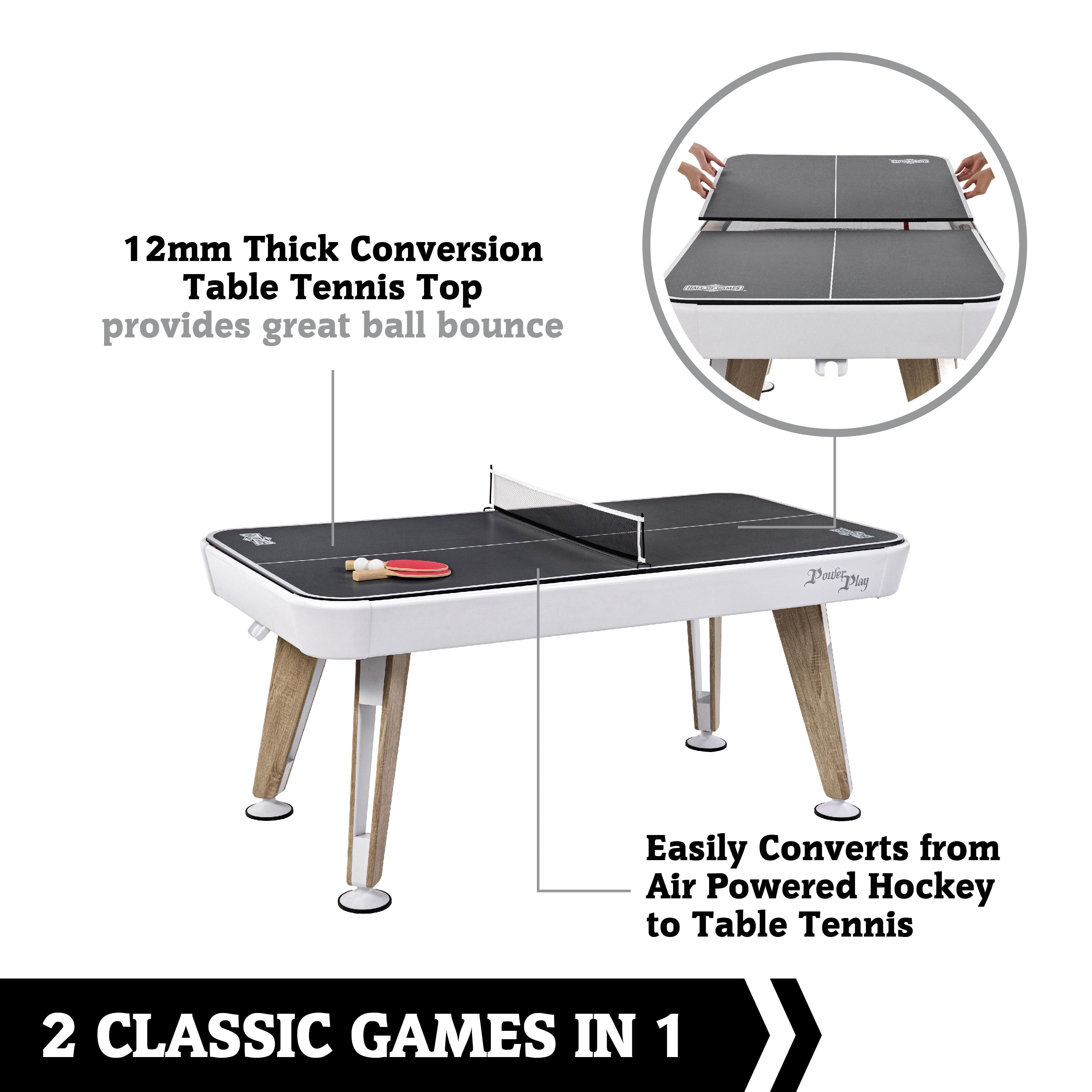 72" 2-in-1 Combo Game, Air Hockey, Table Tennis Table Top, by Hall of Games - Image 4