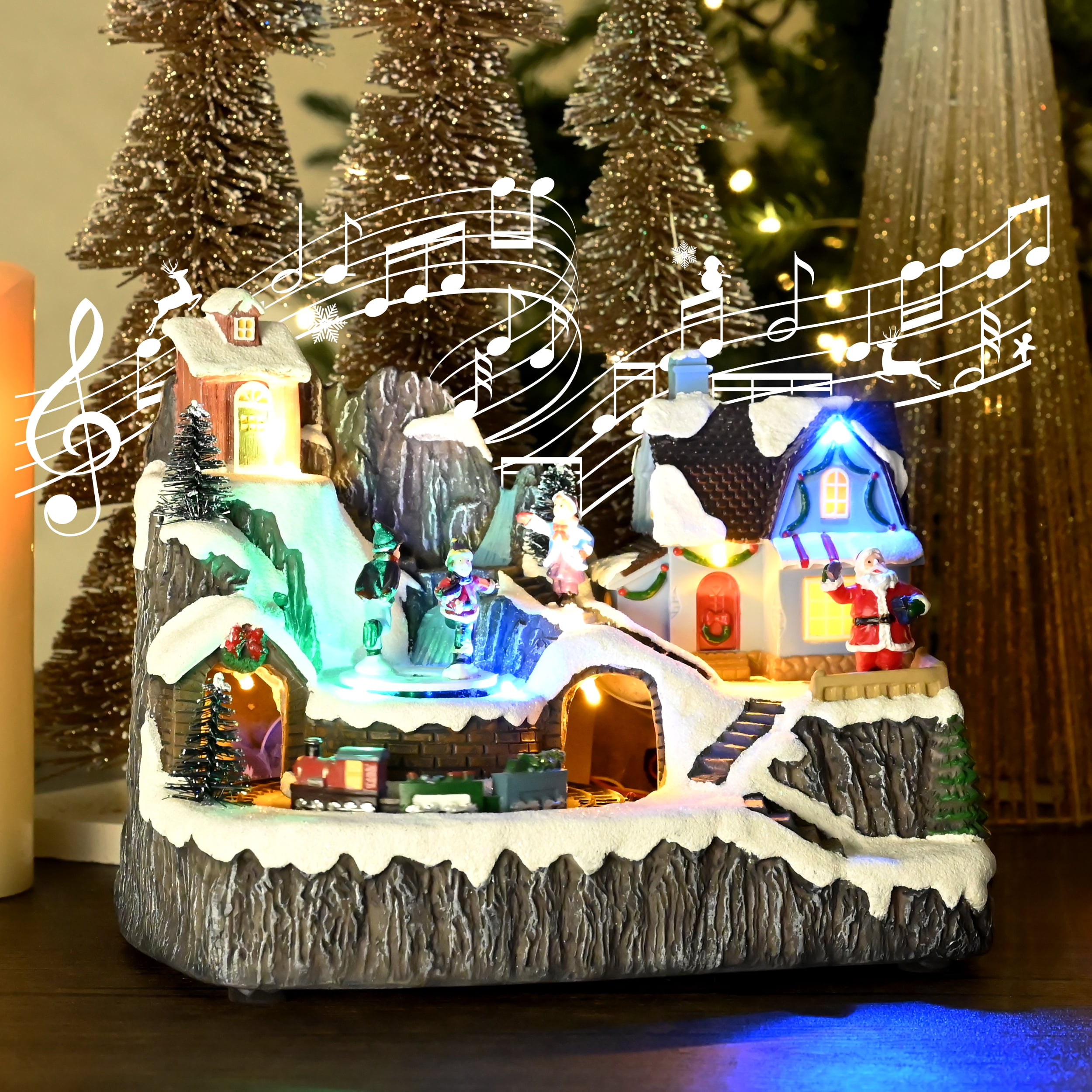 Valery Madelyn 6.6 “ Musical Christmas Village, Multi-color Lighted Dynamic Christmas Figurine House for Home Party Decor - Image 6