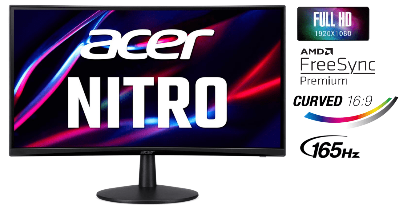 Acer Nitro 23.6" inch Curved Full HD Gaming Monitor (New) - Black (ED240Q Sbiip) - Image 6