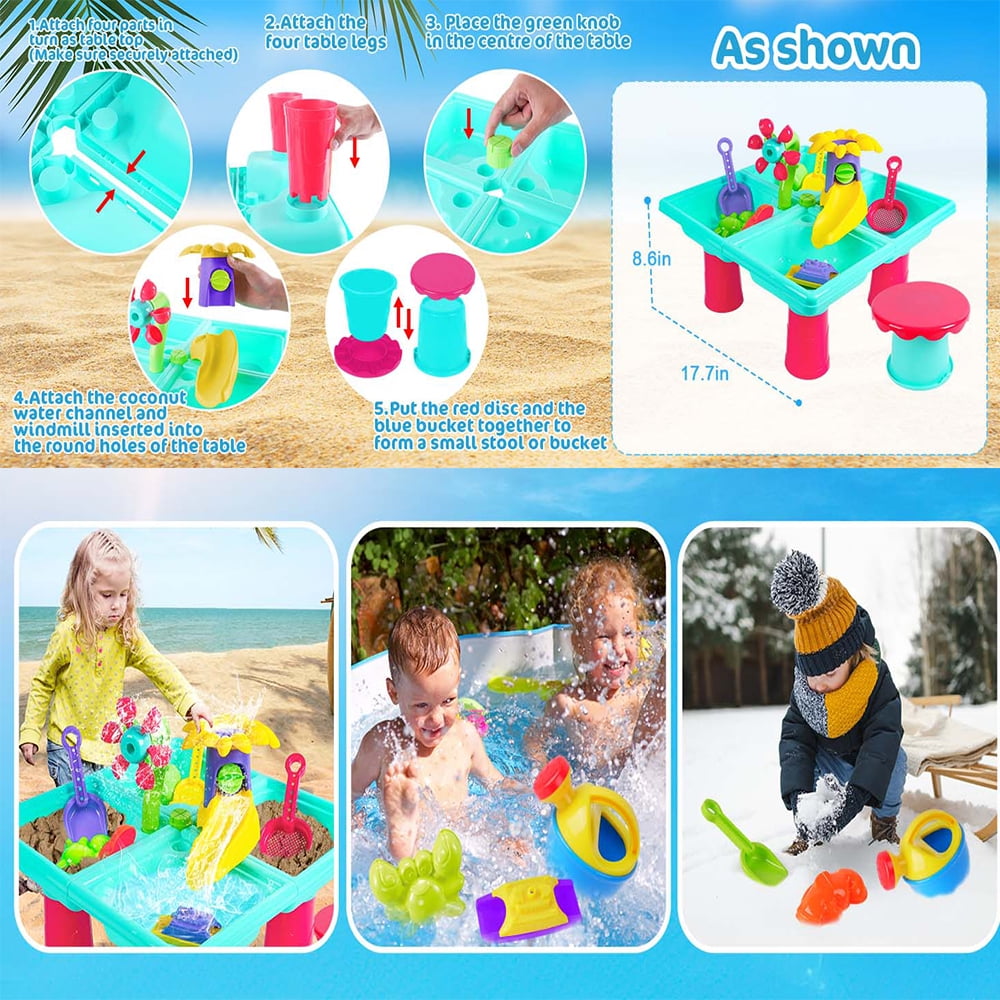 VATOS Water Table for Toddlers Aged 3+, Beach Backyard Garden Outdoor Toy - Image 4