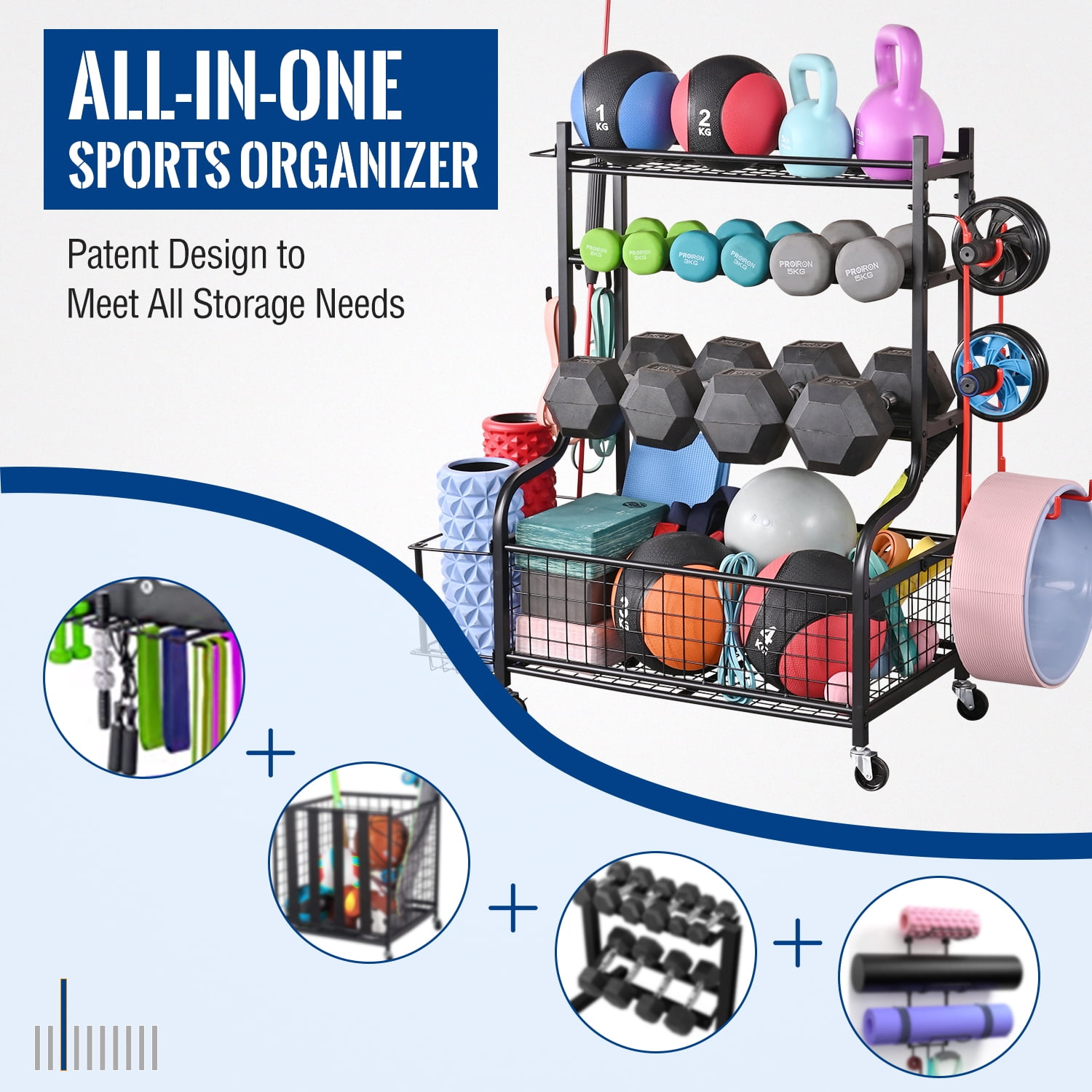 Mythinglogic Dumbbell Rack, Home Gym Storage Sports Weight Rack for Dumbbells, Kettlebells Yoga Mat and Balls - Image 6