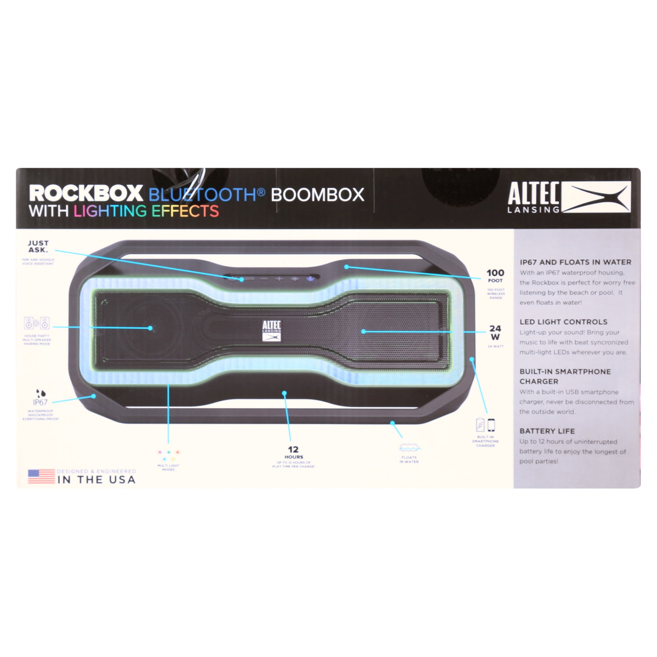 Altec Lansing Rockbox Waterproof Bluetooth Wireless Speaker - Image 7