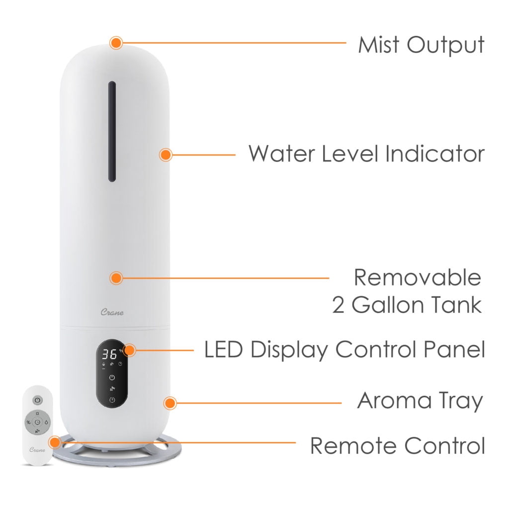 2 Gal. Ultrasonic Cool Mist Tower Humidifier with Germicidal UV-A Light - Image 4
