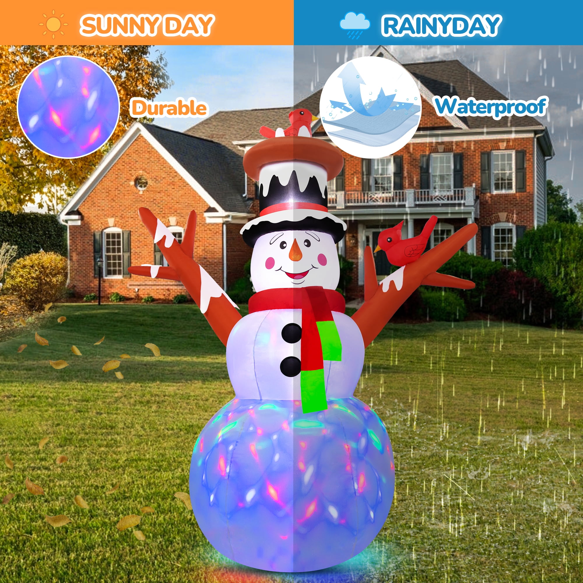 Firstness 7ft Christmas Inflatables Snowman Blow ups Xmas Decor with LED Light for Outdoor Decoration - Image 7