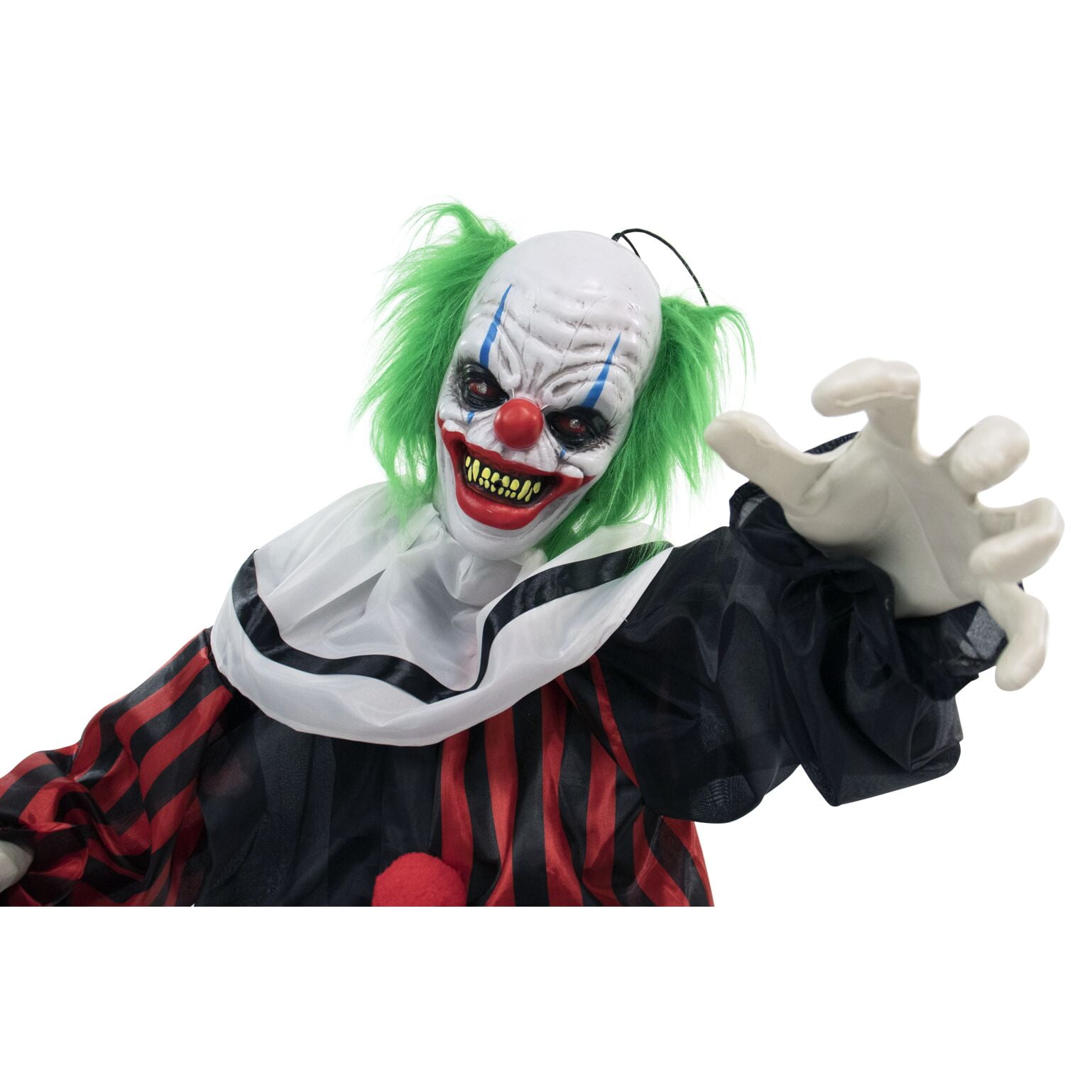 Haunted Hill Farm 32 in Life Size Animatronic Crouching Clown with Lights and Sound, Indoor or Covered Outdoor Halloween Decoration, HHCLOWN-12FLSA - Image 10