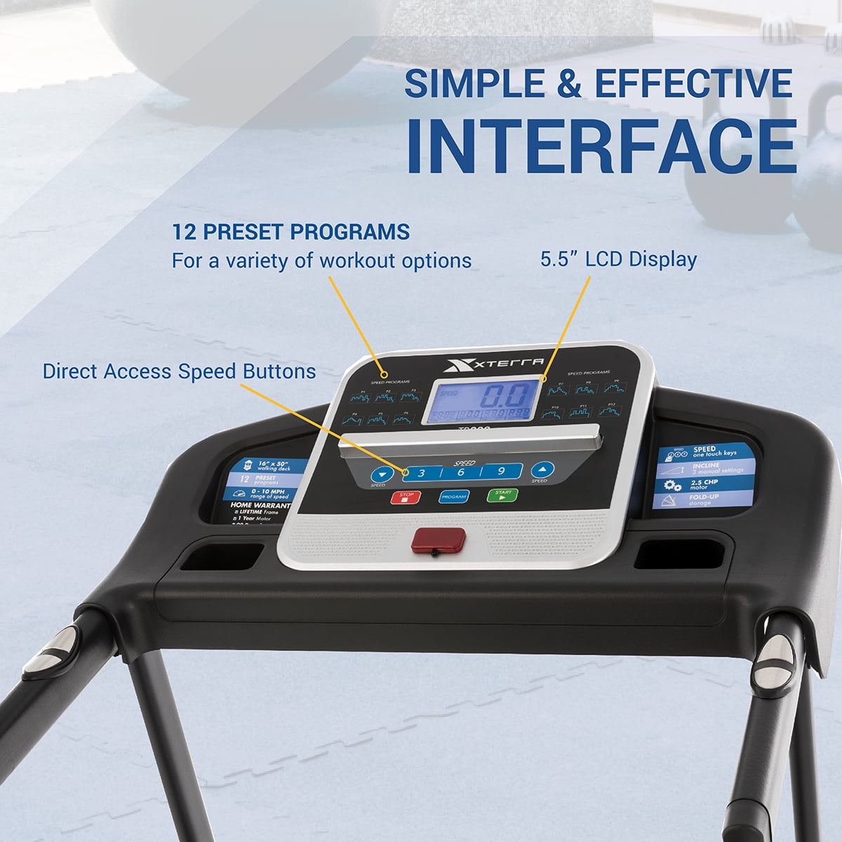 XTERRA Fitness TR200 Folding Treadmill: Xtrasoft Cushioned Deck, 5.5" LCD Display, 3 Manual Incline Levels - Image 4