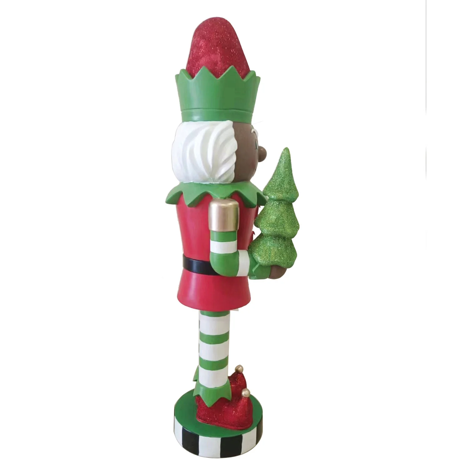 Fraser Hill Farm 48-inch African American Elf Nutcracker Figurine Holding Tree in Red/Green, FFMG048-0ELF-MLTAA - Image 8
