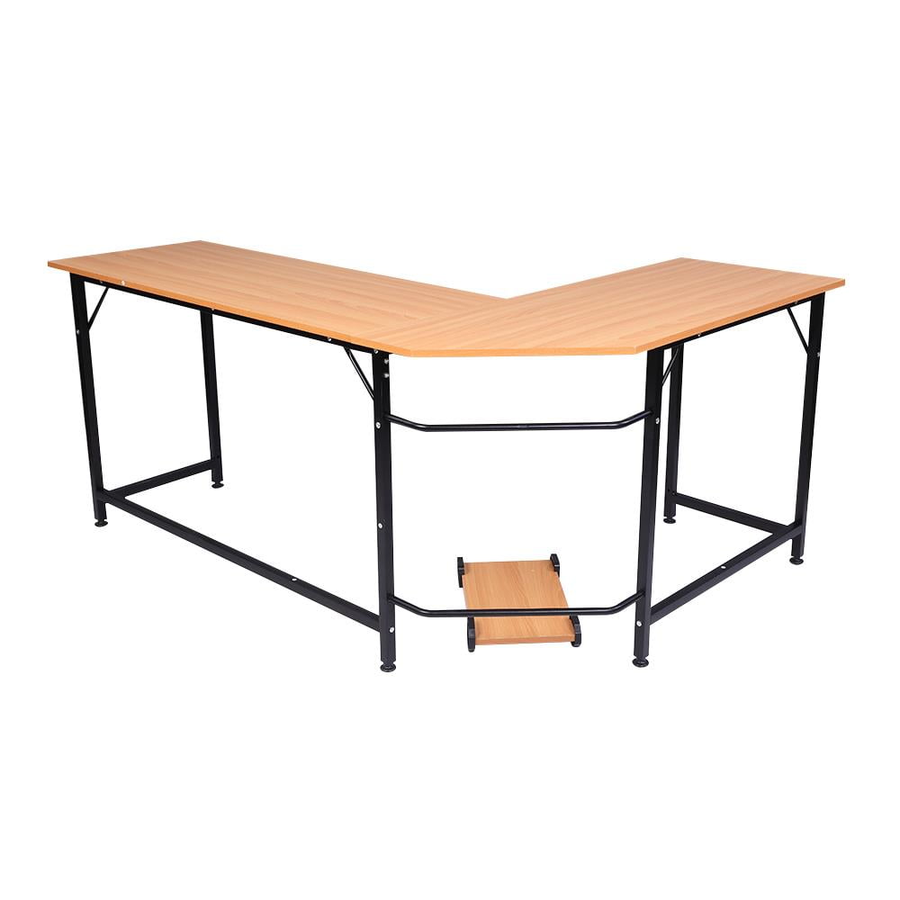 Zimtown 66" Wood L-Shaped Computer Desk Gaming Table PC Laptop Table Workstation Home Office Brown - Image 12
