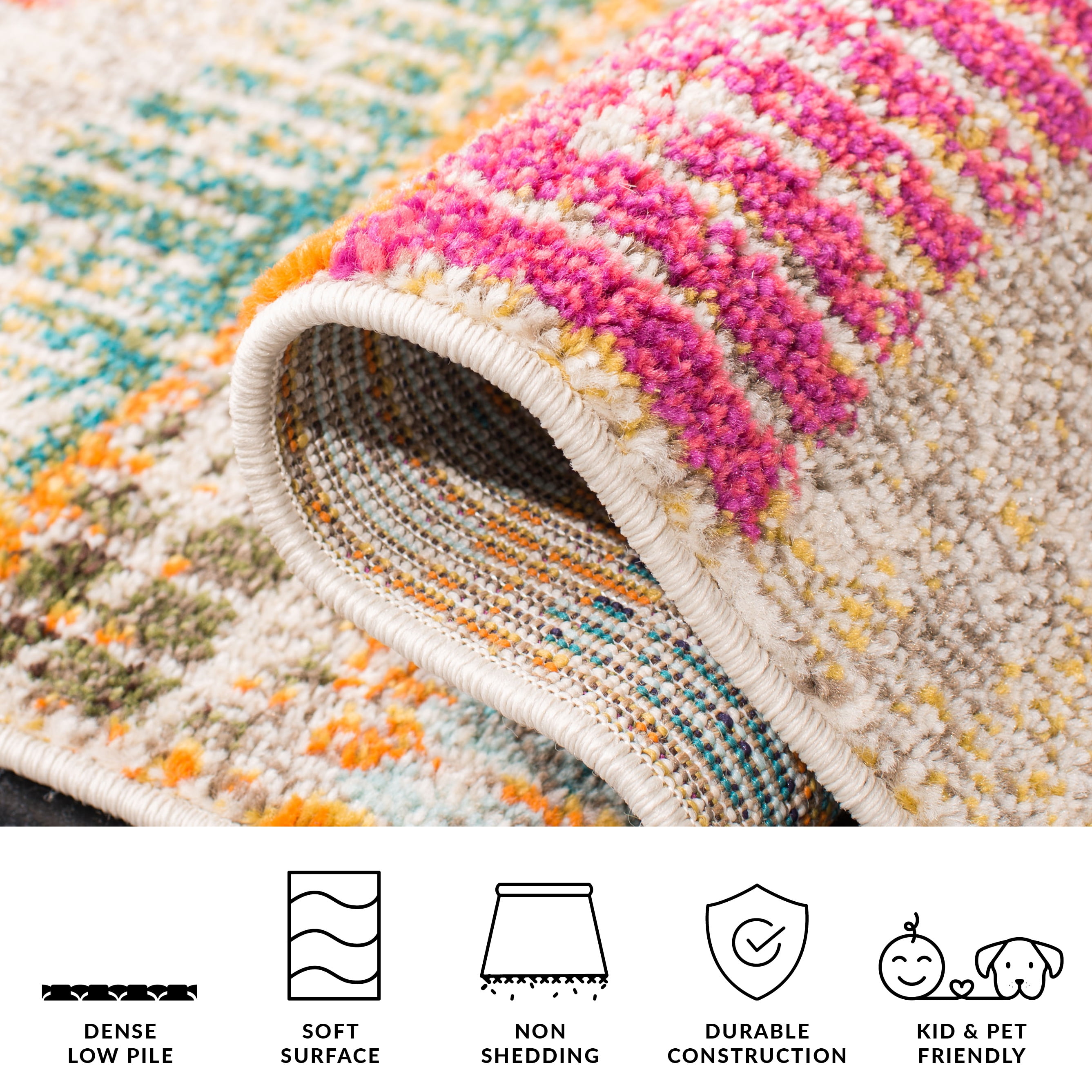 SAFAVIEH Madison Jytte Abstract Area Rug, Ivory/Multi, 5'3" x 7'6" - Image 13