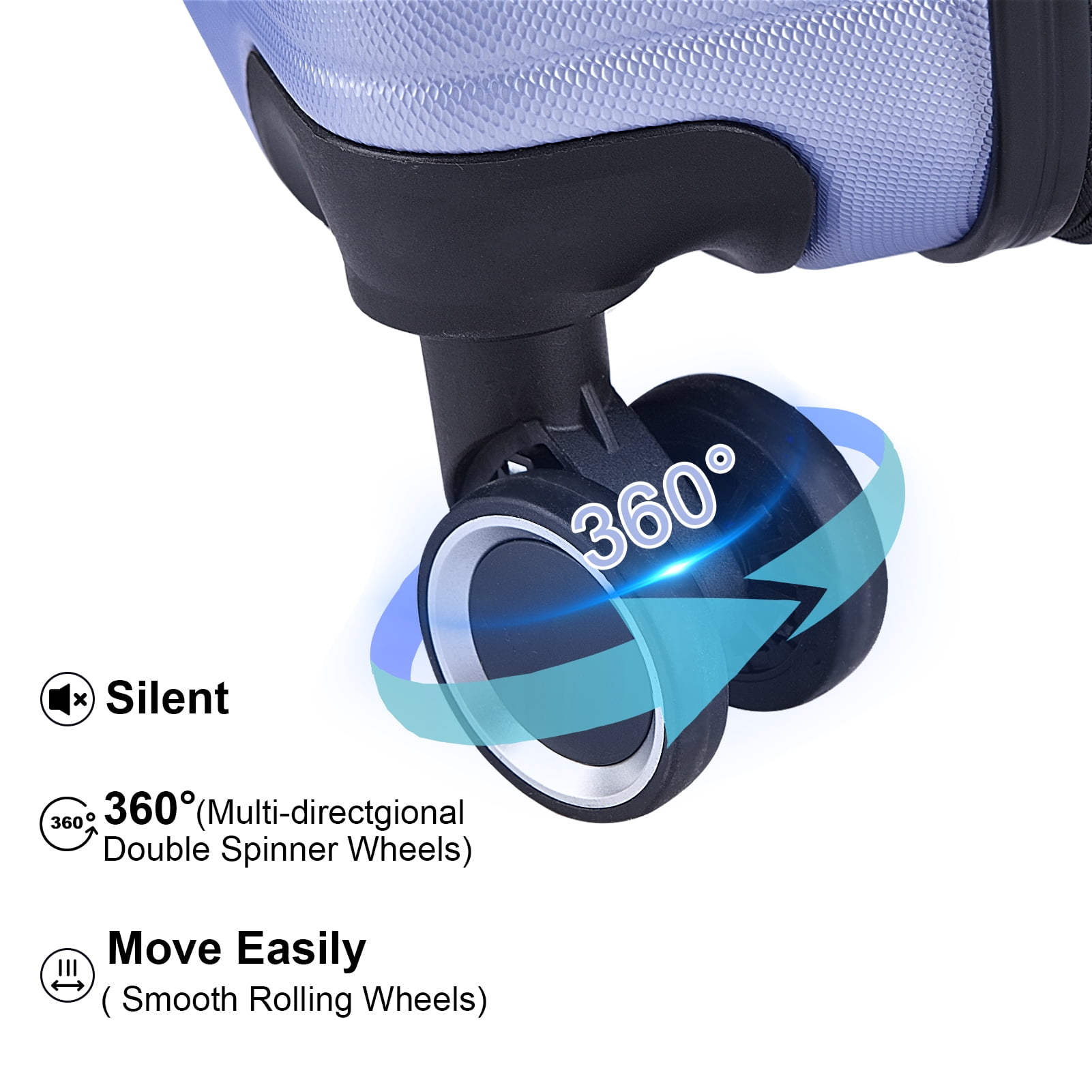 20/24/28" 3 Piece Luggage Sets,ABS Hardshell Hardside TSA Lock with Spinner Wheels,Lavender Purple - Image 3