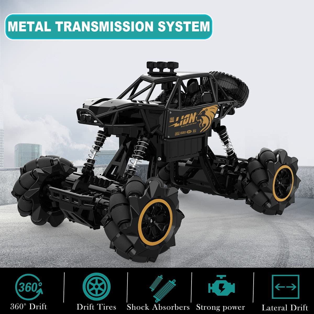 4DRC C3 RC Cars off Road Truck Remote Control Car 1:16 Metal Shell 2.4G 4WD Dual Motors,All Terrain Hobby Truck with 3 Batteries Black - Image 11