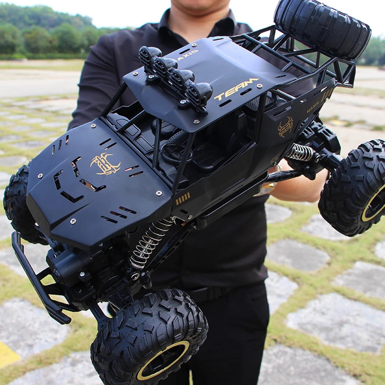 4DRC 1:12 Rc Car,off Road Truck Remote Control Car Metal Shell 2.4G 4WD Dual Motors, with 2 Batteries Black - Image 8