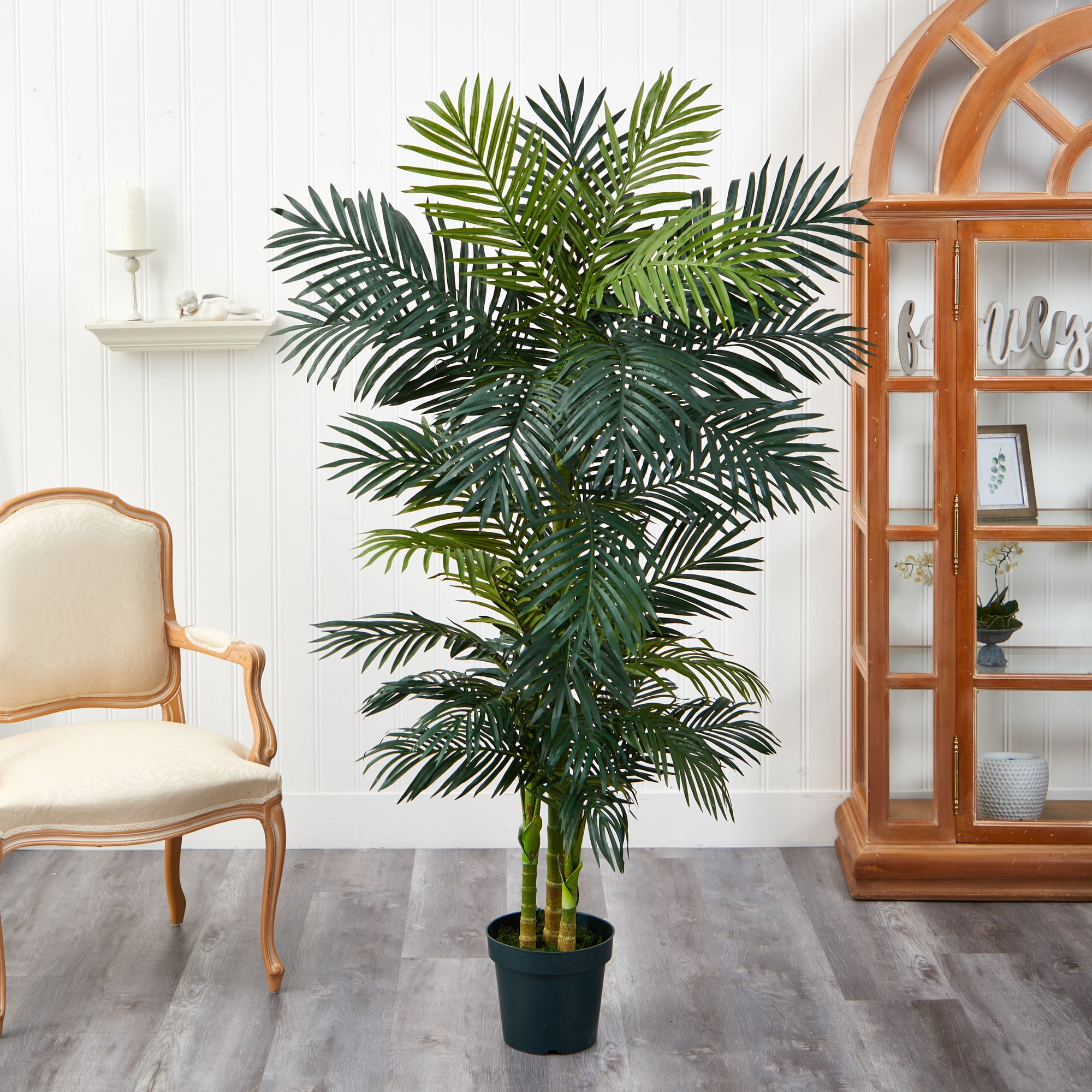 Nearly Natural 6.5’ Artificial Golden Cane Palm Tree – Lifelike Faux Tropical Plant for Home & Office Decor - Image 7