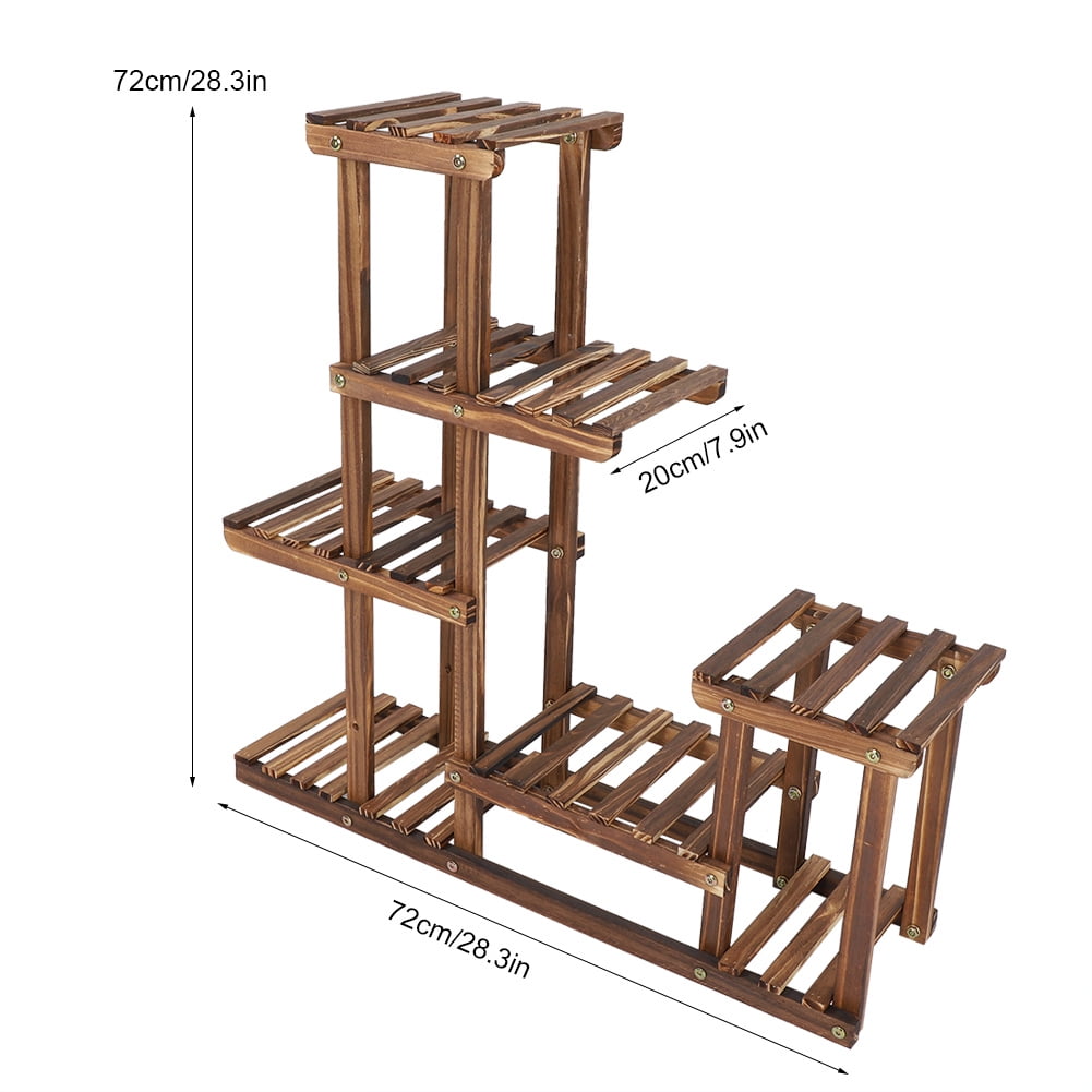 Wobythan Multi-Tiers Wooden Plant Stand Balcony Garden Flower Plant Stand Display Shelf - Image 3