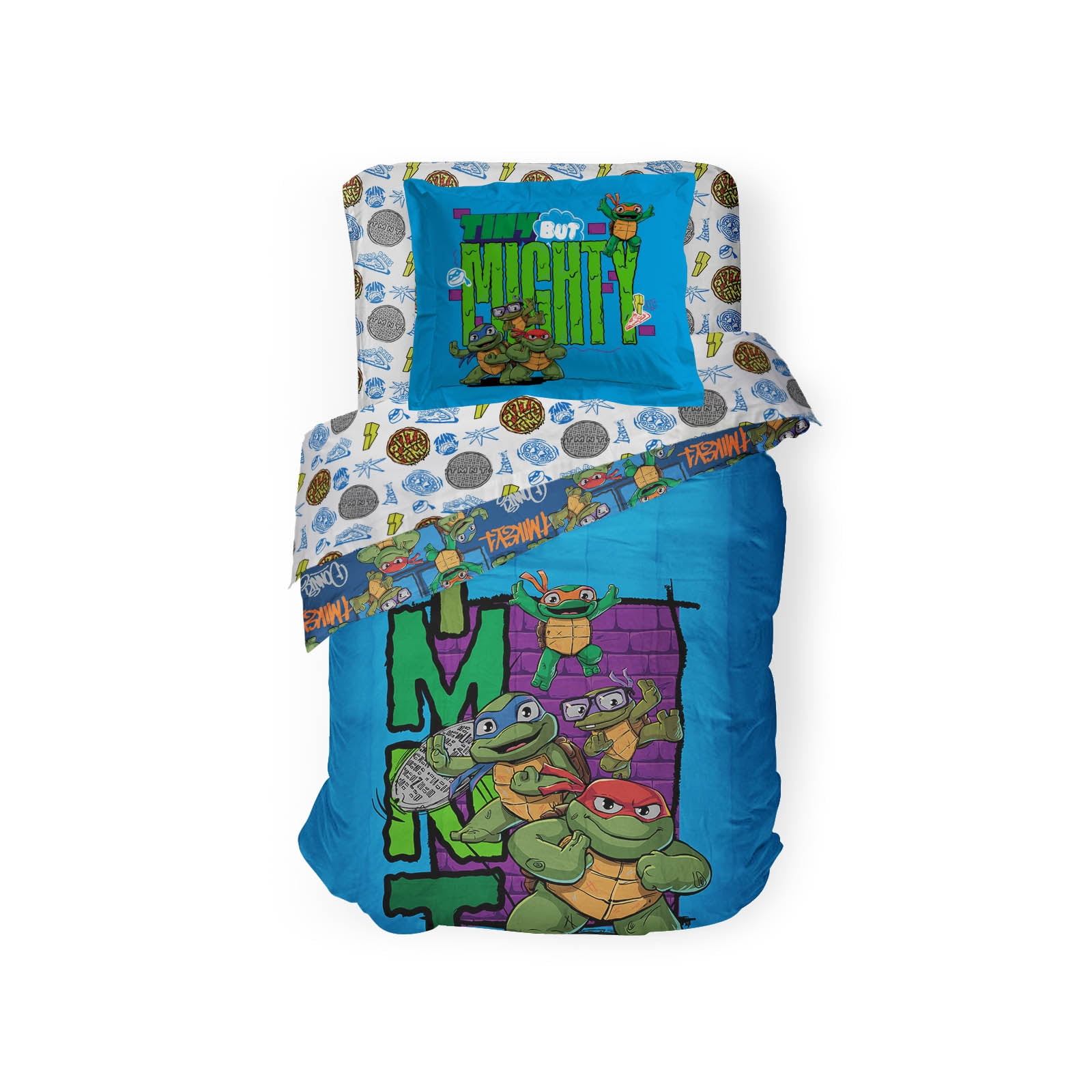 Paramount Nickelodeon TMNT Mini Mutants 5 Piece Twin Bed Set with Sham, 100% Micofiber - Image 5