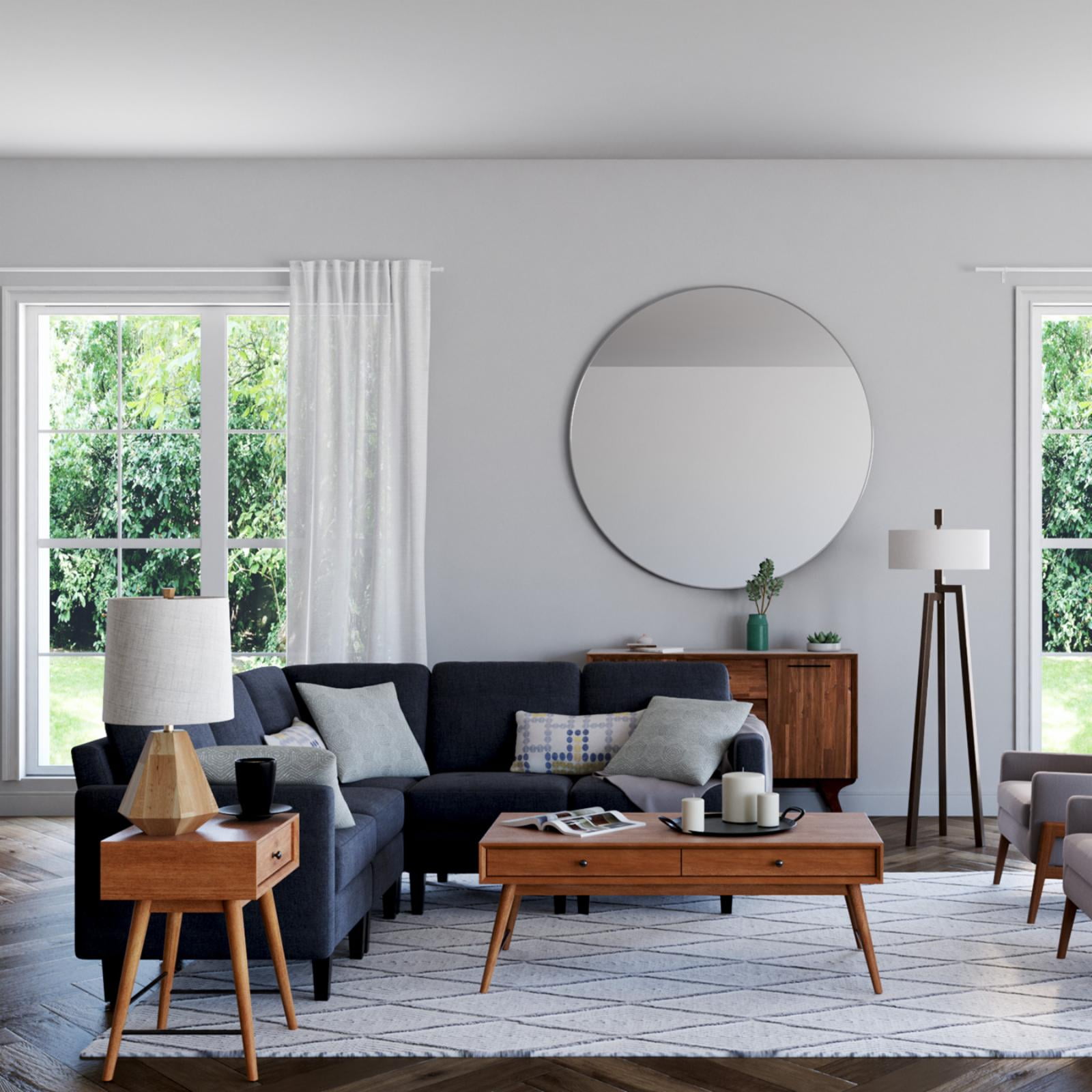 Weston Home Krisel Mid-Century Wood Coffee Table with 2 Drawers, Brown - Image 5