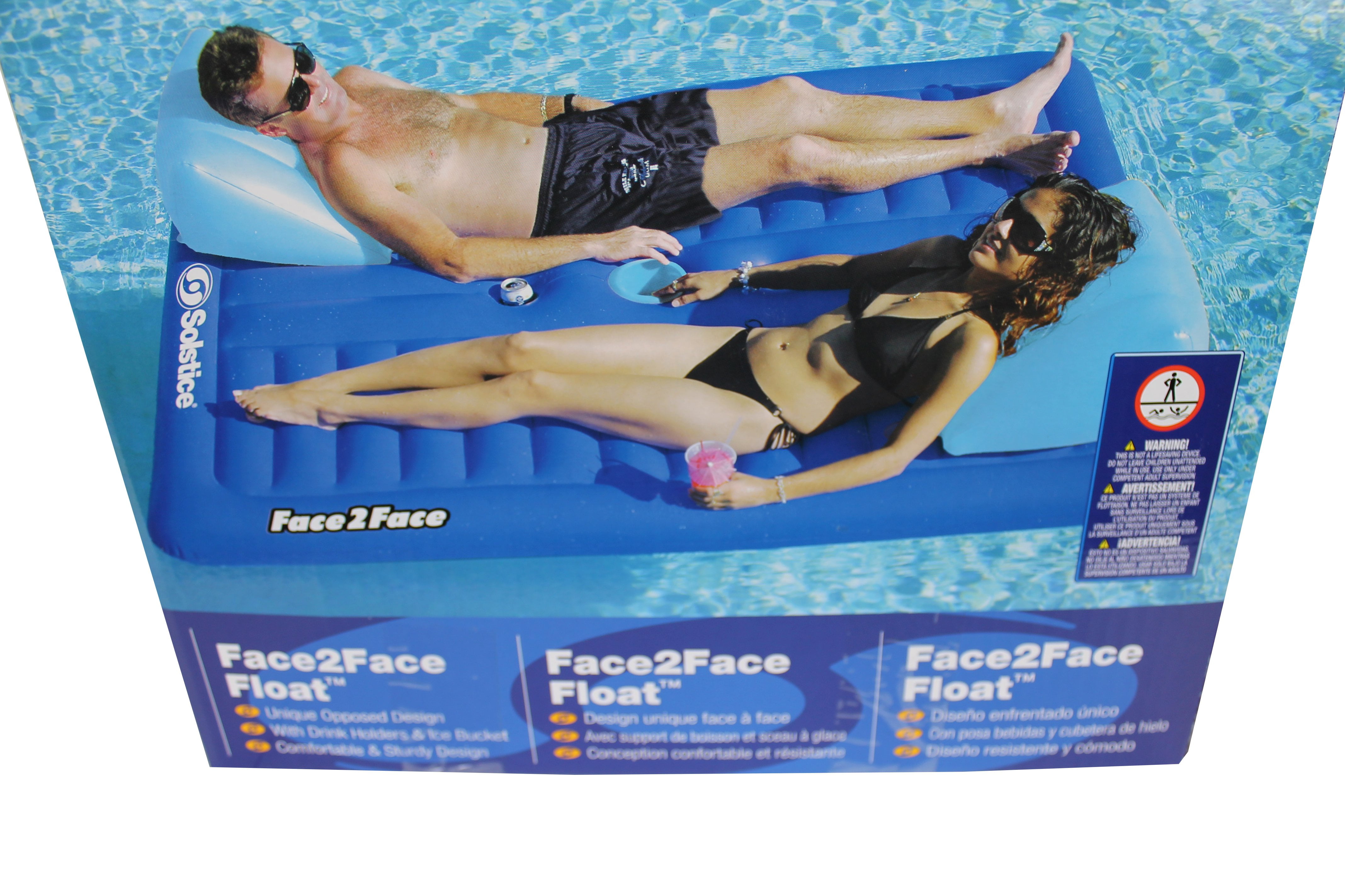Solstice Vinyl Face To Face Pool Float, Blue - Image 4