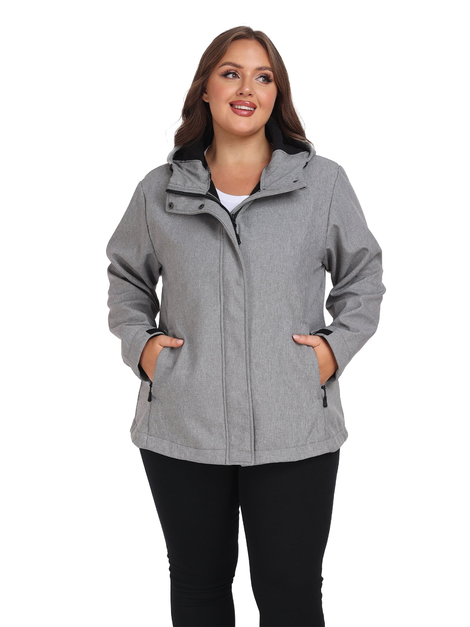 Wantdo Women's Plus Size Softshell Jacket Fleece Lined Jacket Waterproof Soft Shell Jacket Windbreaker Jacket Grey 3X - Image 6