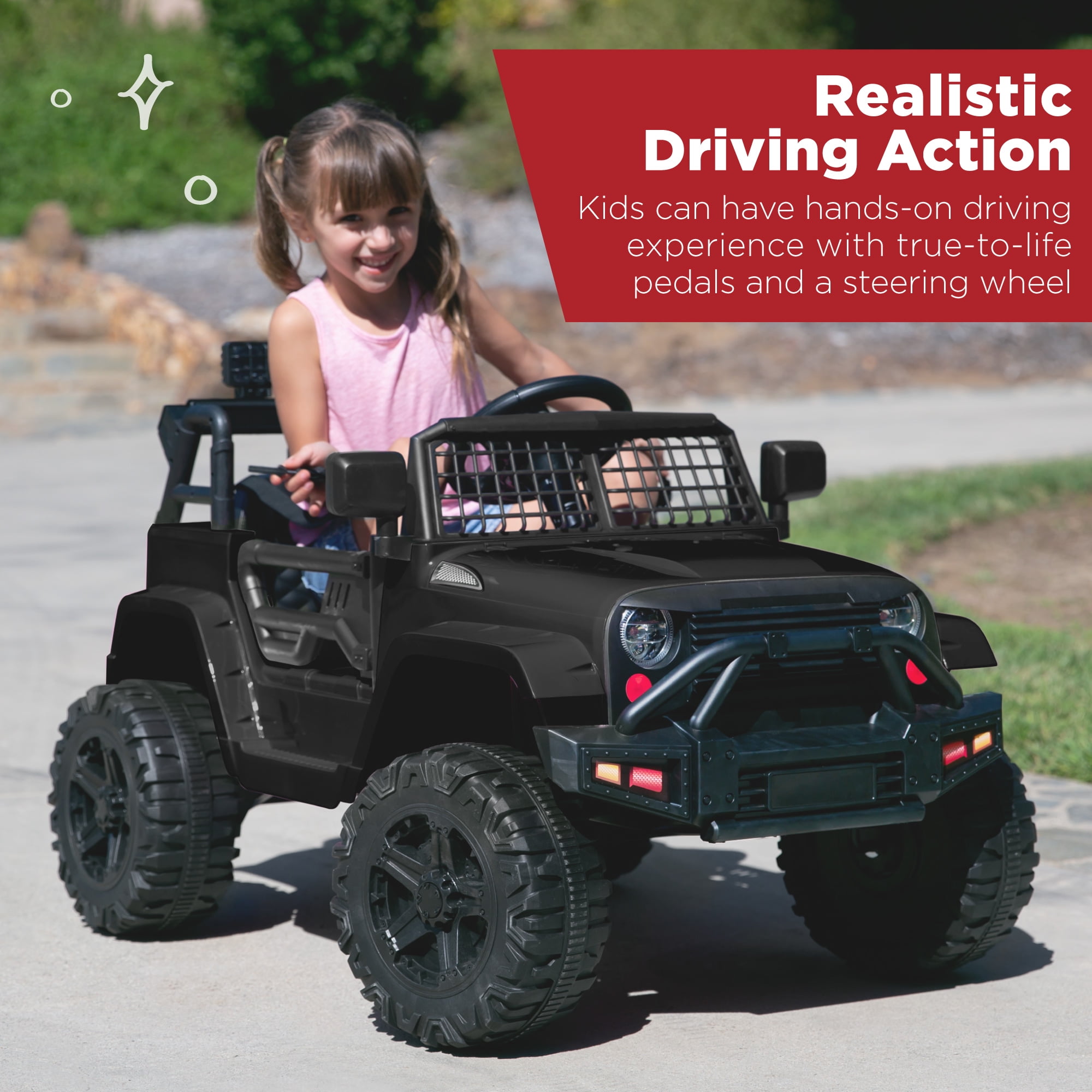 Best Choice Products 12V Kids Ride On Truck Car w/ Parent Remote Control, Spring Suspension, LED Lights - Black - Image 7
