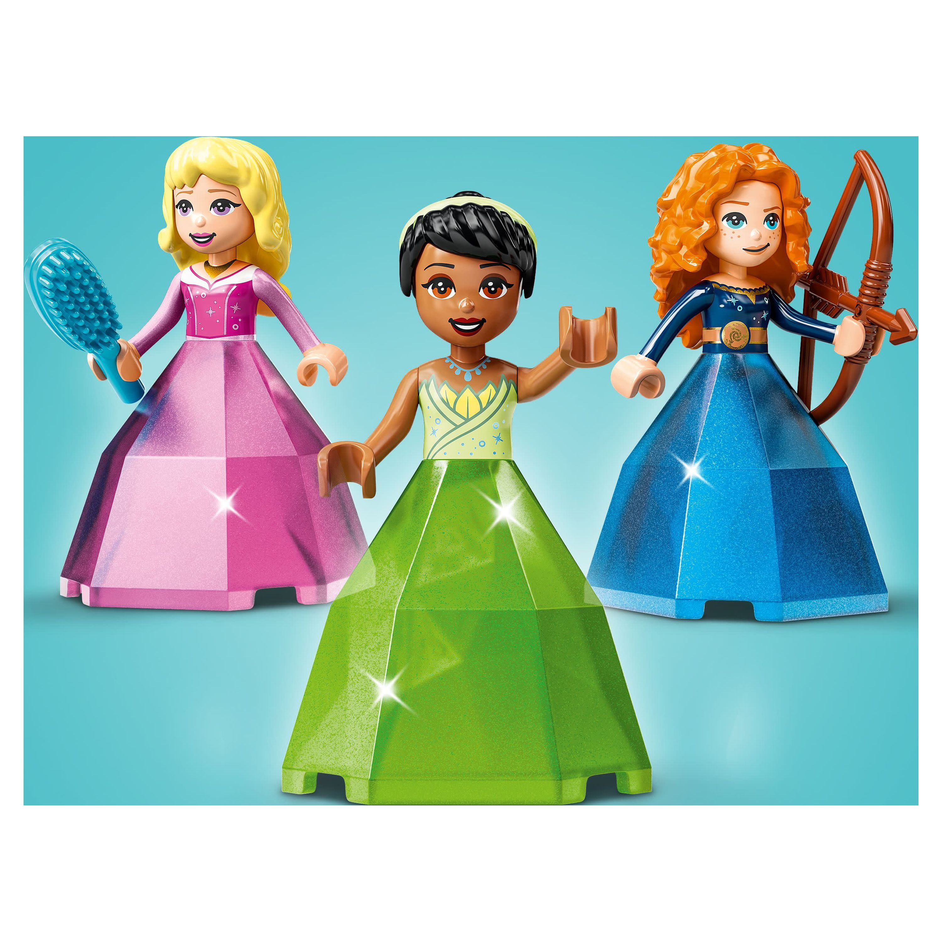 LEGO Disney Princess Aurora, Merida & Tiana’s Enchanted Creations 43203 Diamond Dress Set with 2 Buildable Jewelry Boxes, Pencil Holder, DOTS Bracelet and Mini-Dolls - Image 7